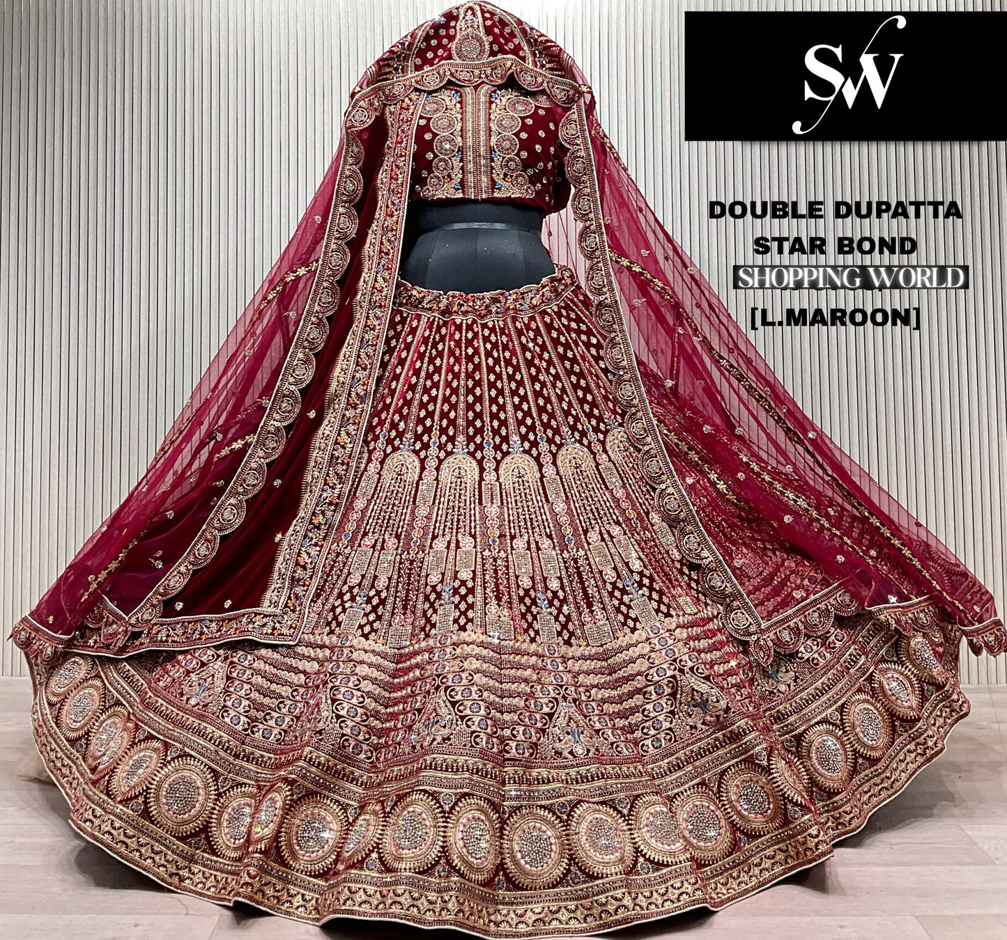 Something different Rani pink Tail Double Duptta Bridal Lehenga