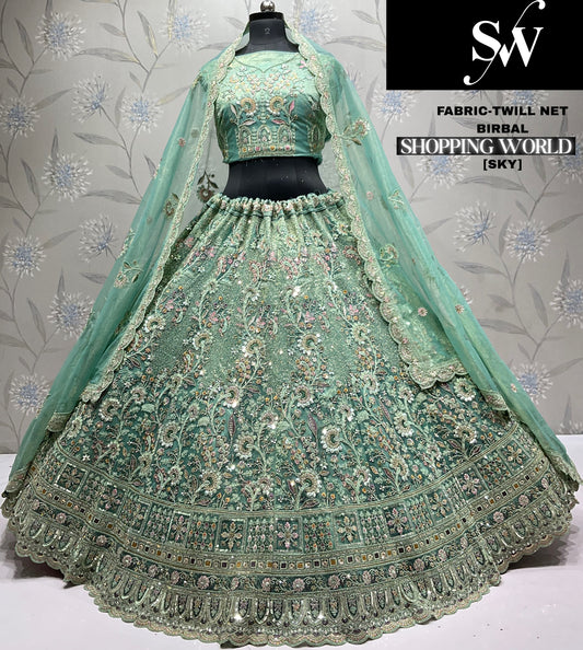 Pleasing Lavender Twill Net Lehenga