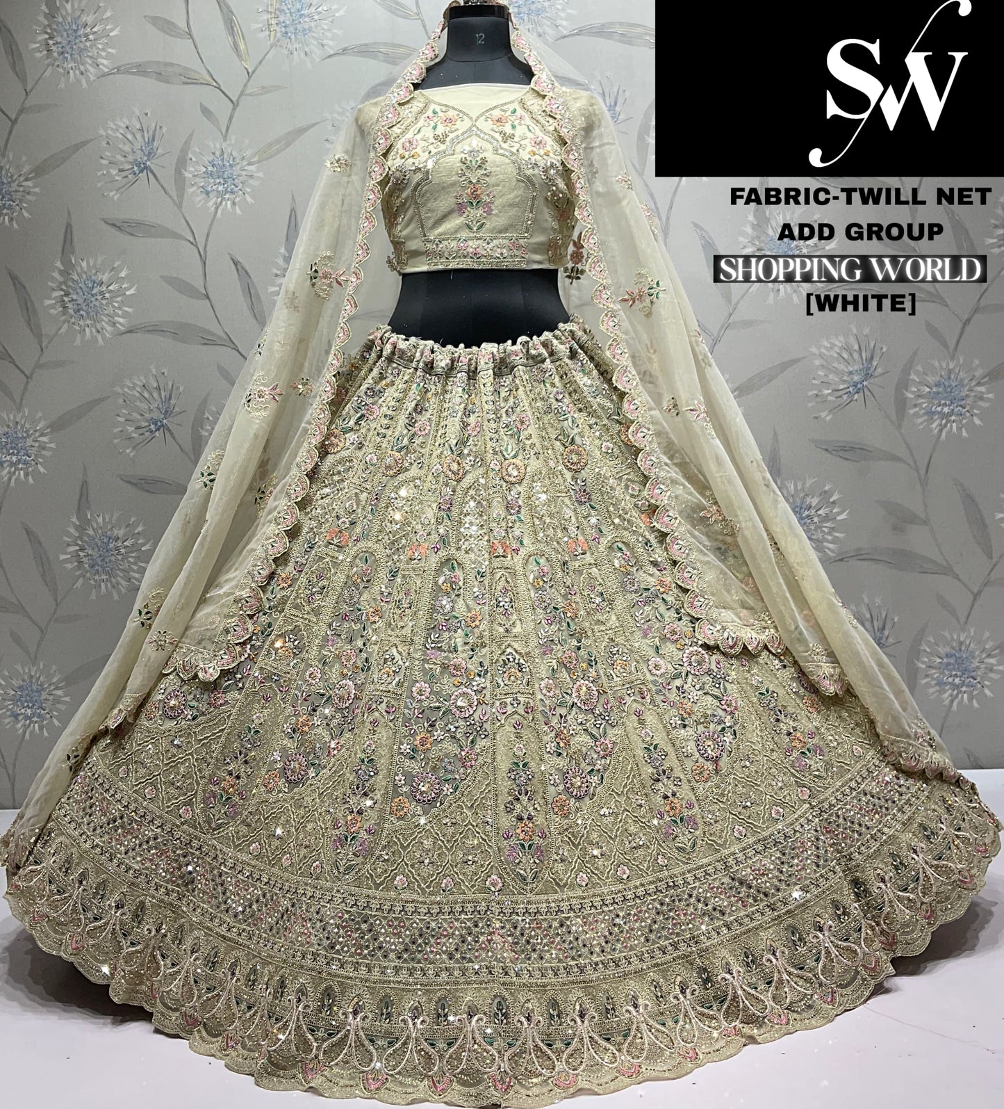 Lavishing Sky green Twill Net Lehenga
