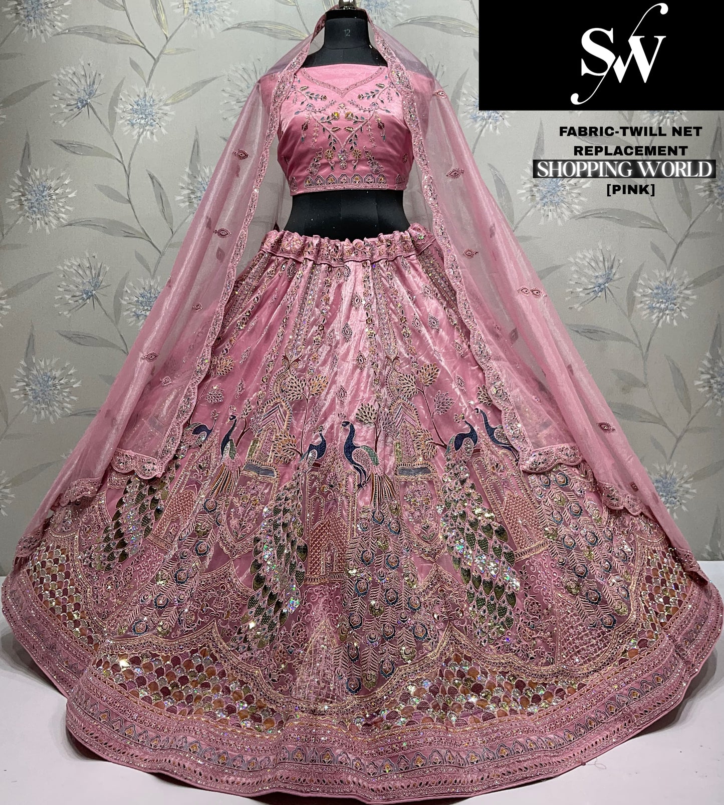 Pretty Lavender peacock Twill Net Lehenga