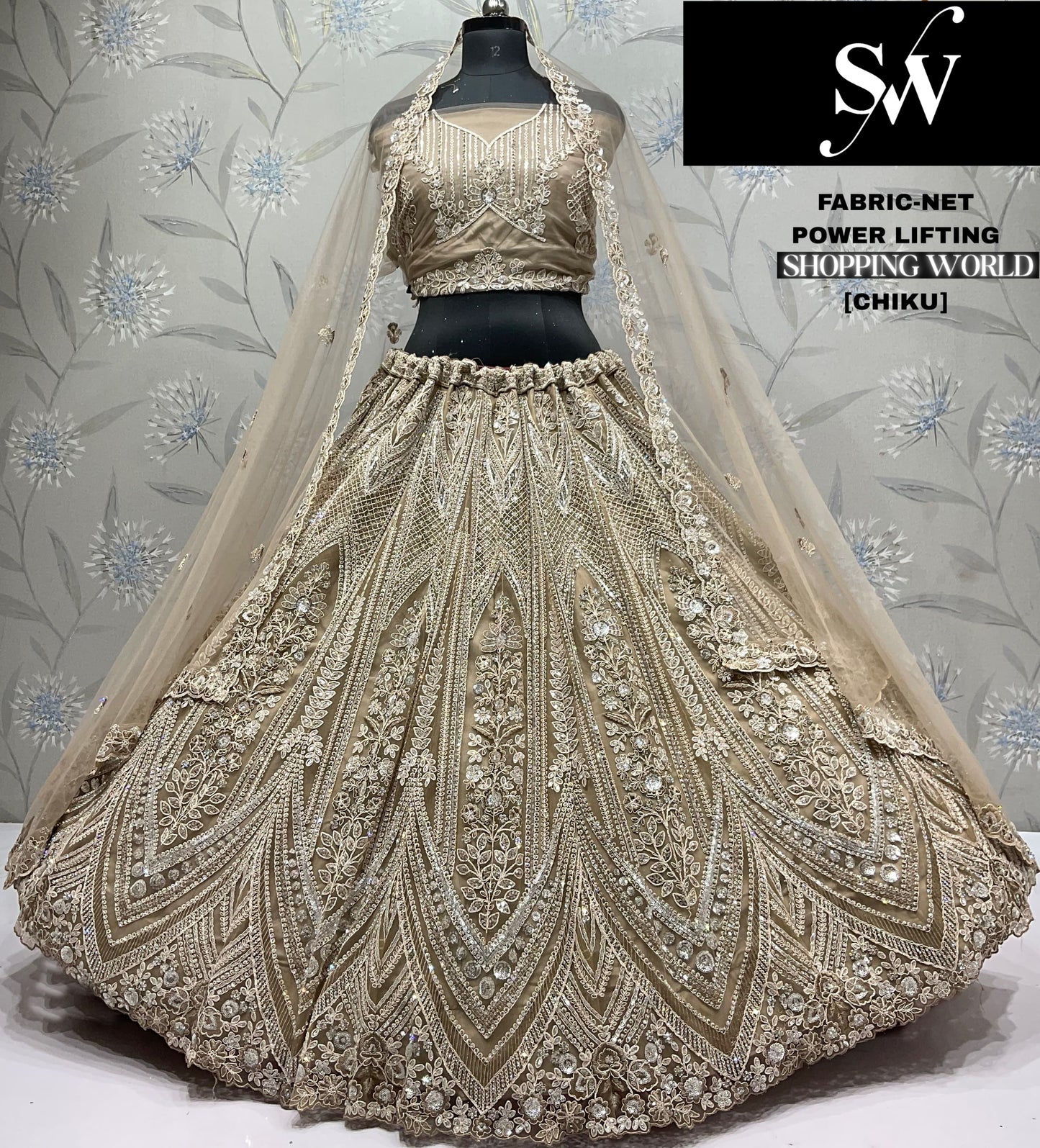 Designer White Net Lehenga