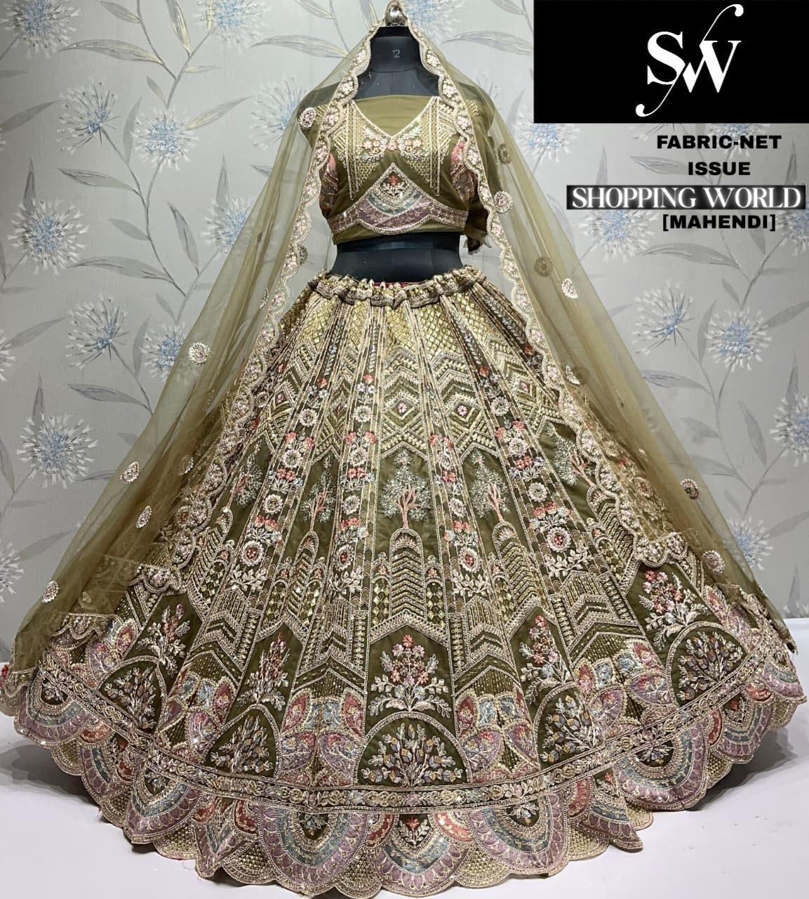 Awesome peach Net Crop top Lehenga