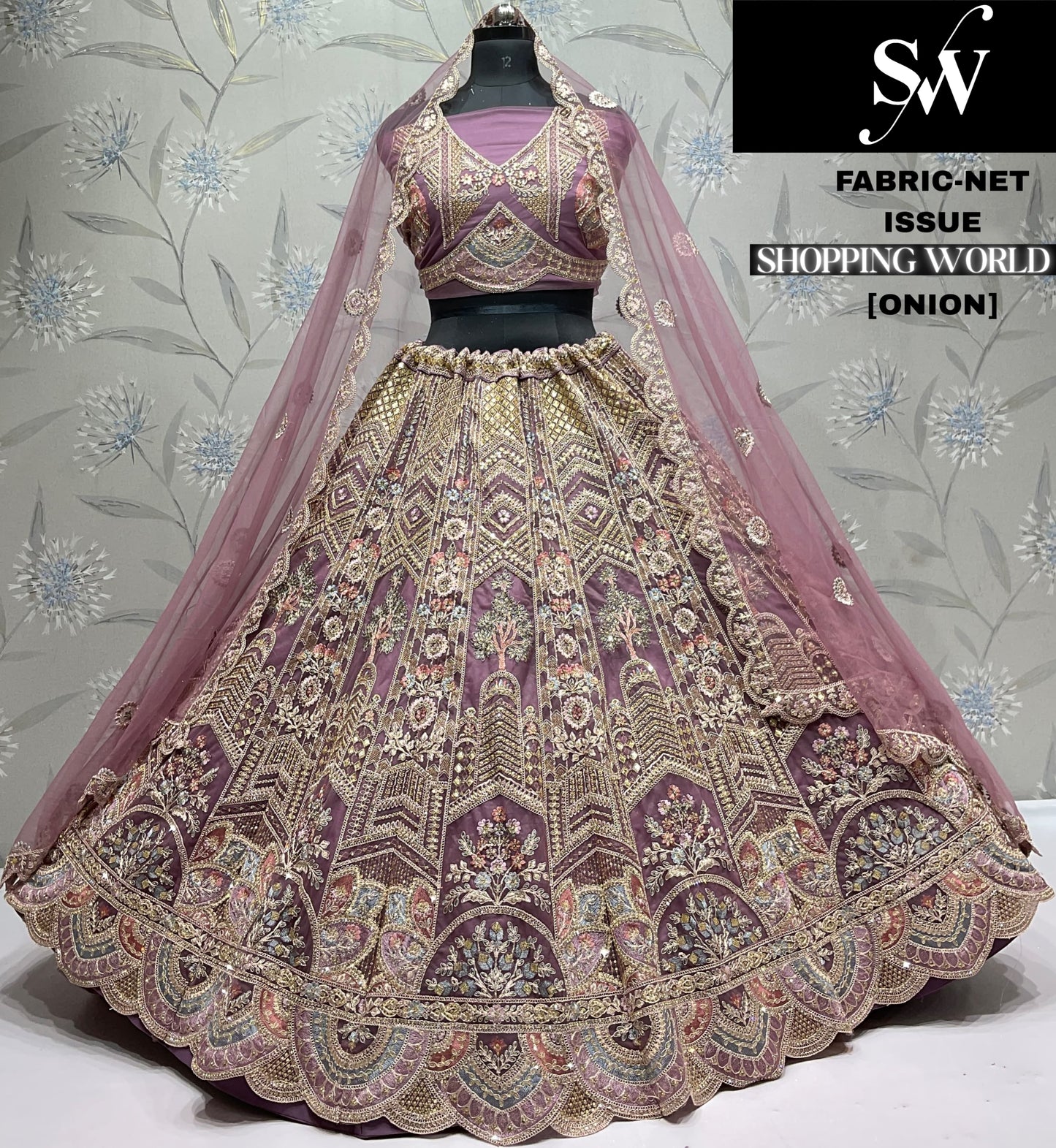 Engaging Blue Net Crop top Lehenga