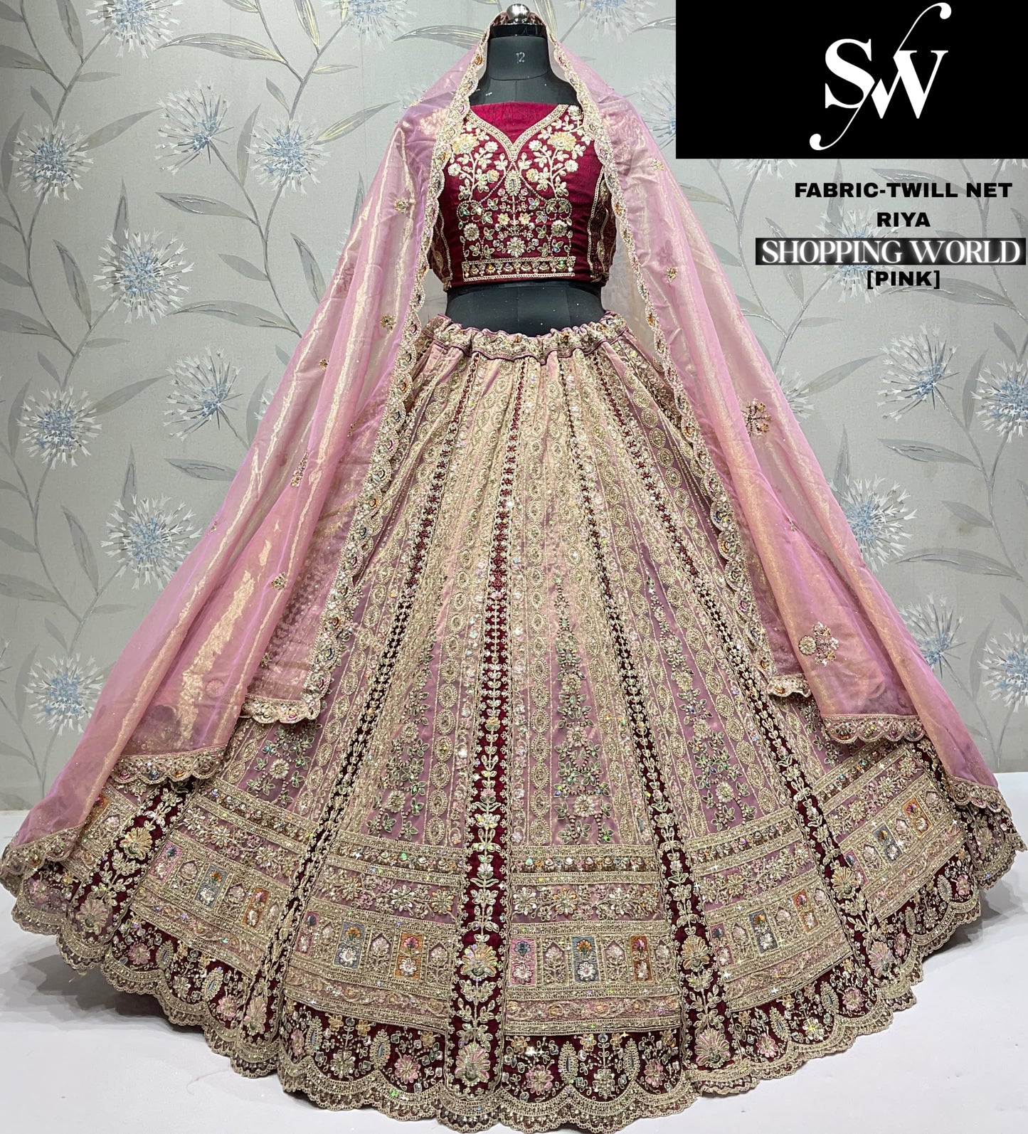 Something different white Twill net Crop top Lehenga