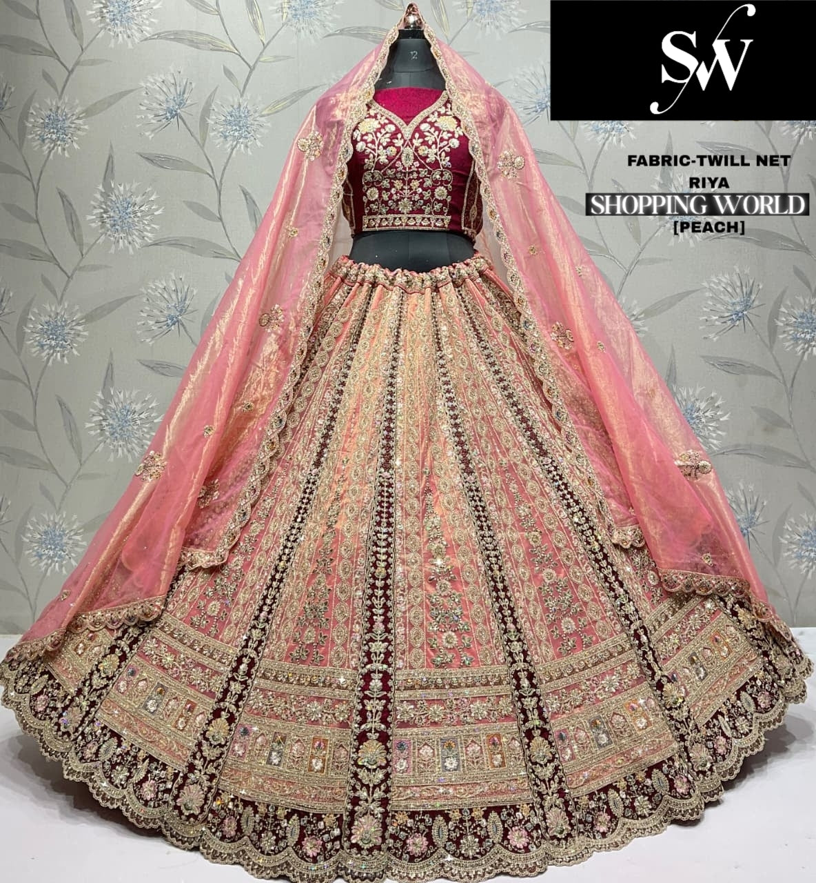 Delightful Chiku Golden Twill Net Crop top Lehenga