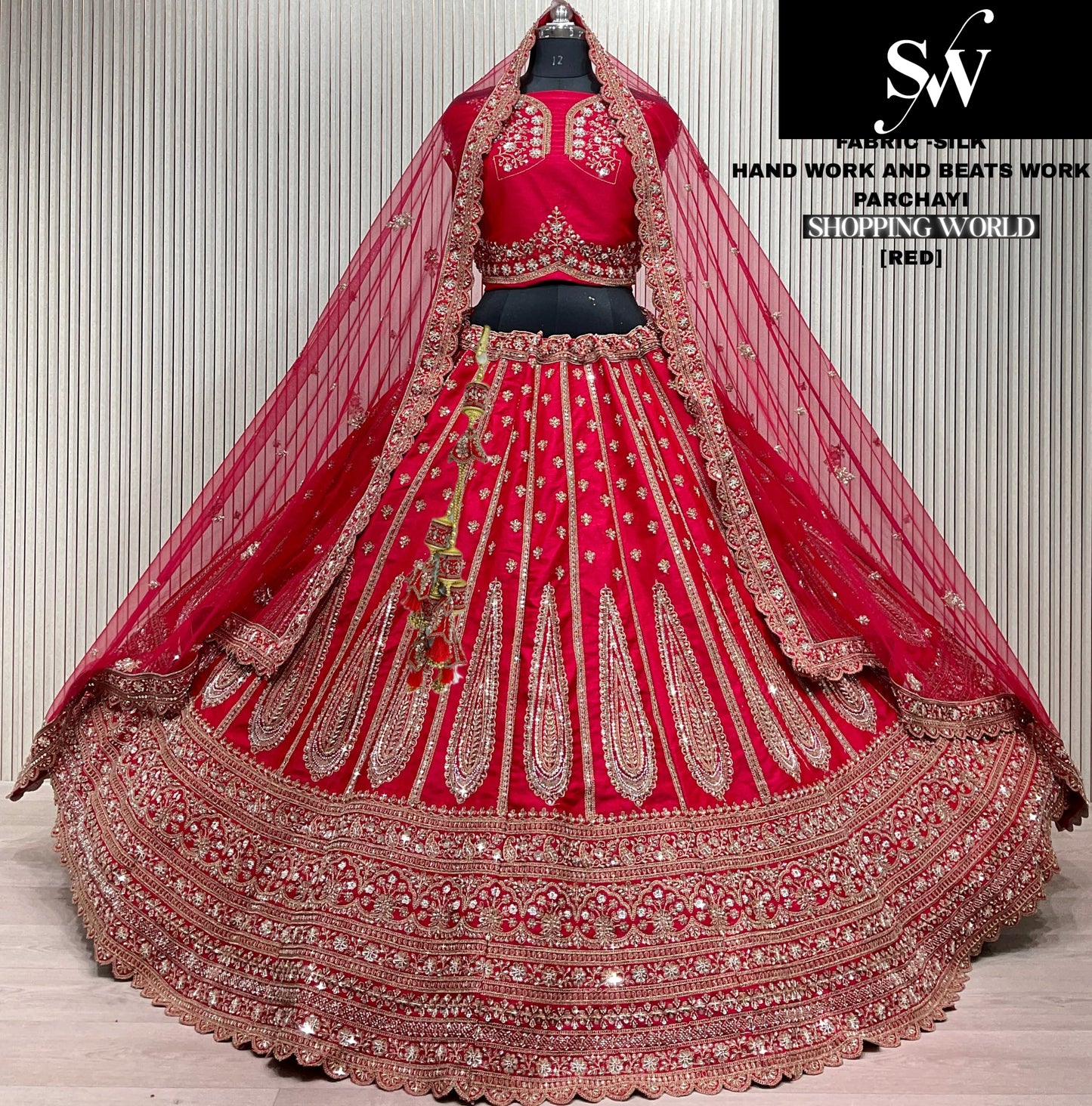Embellished Rani pink Silk Bridal Lehenga