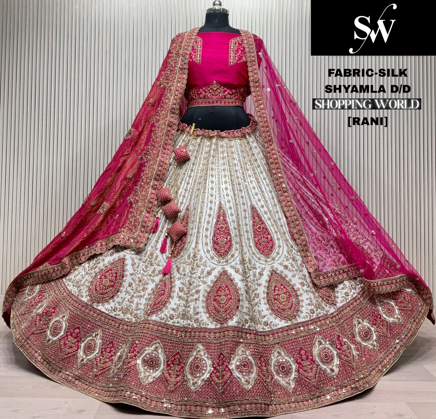 Gorgeous peach pink Double Duptta Silk Bridal Lehenga