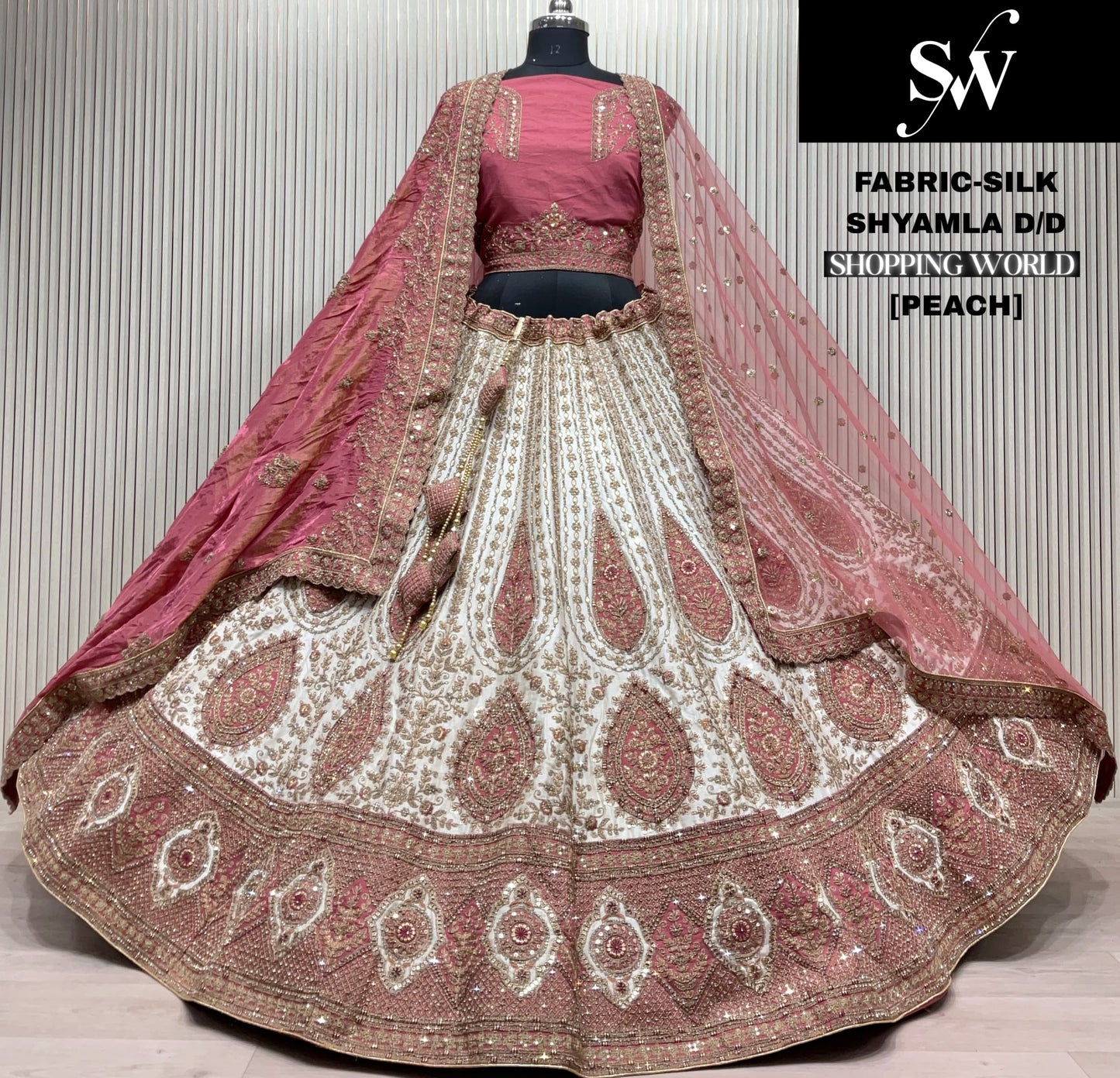 Tremendous pink Double Duptta Silk Bridal Lehenga