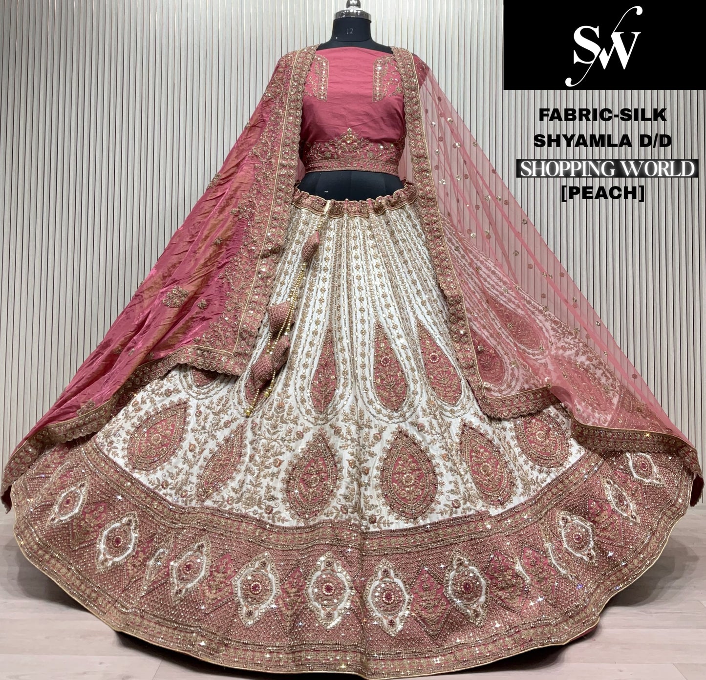 Stunning Red Double Duptta Silk Bridal Lehenga