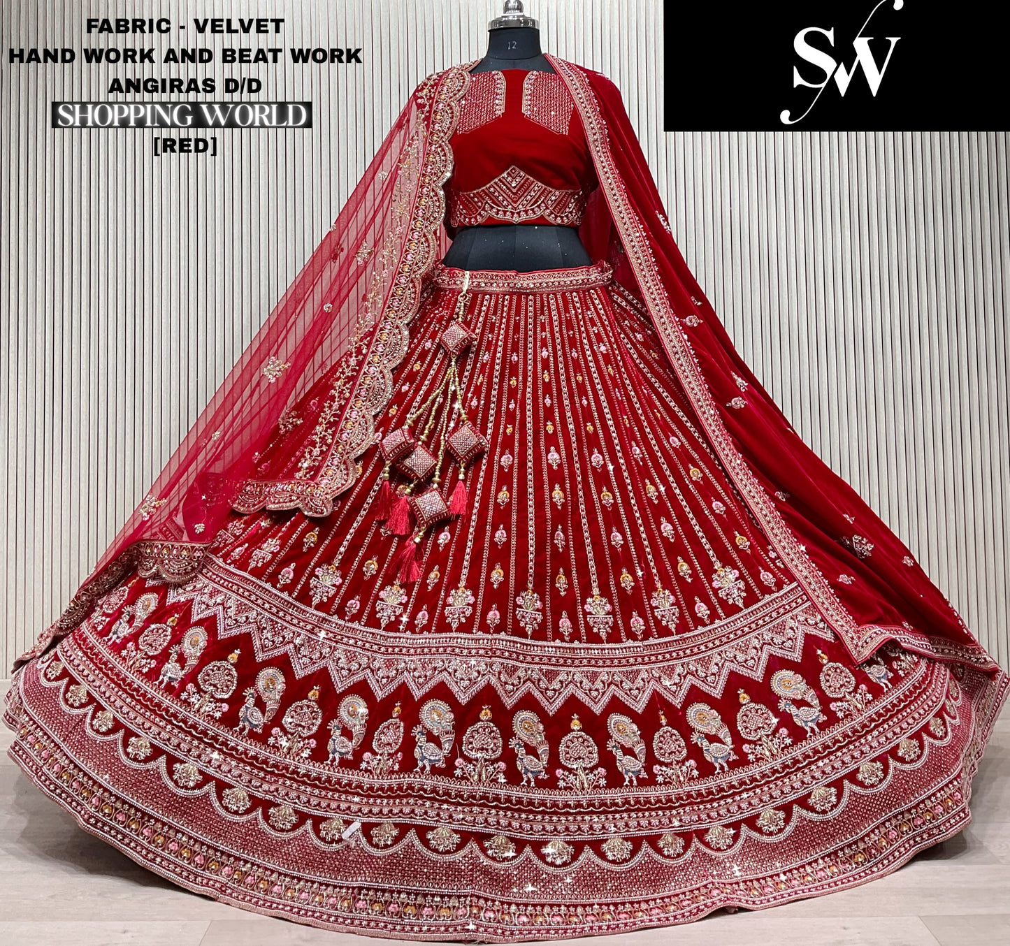 Something different Rani pink Velvet peacock Double Duptta Bridal Lehenga