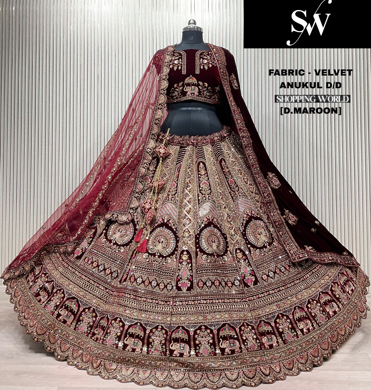 Heavy Rajwada Dark maroon Double dupatta Bridal Lehenga