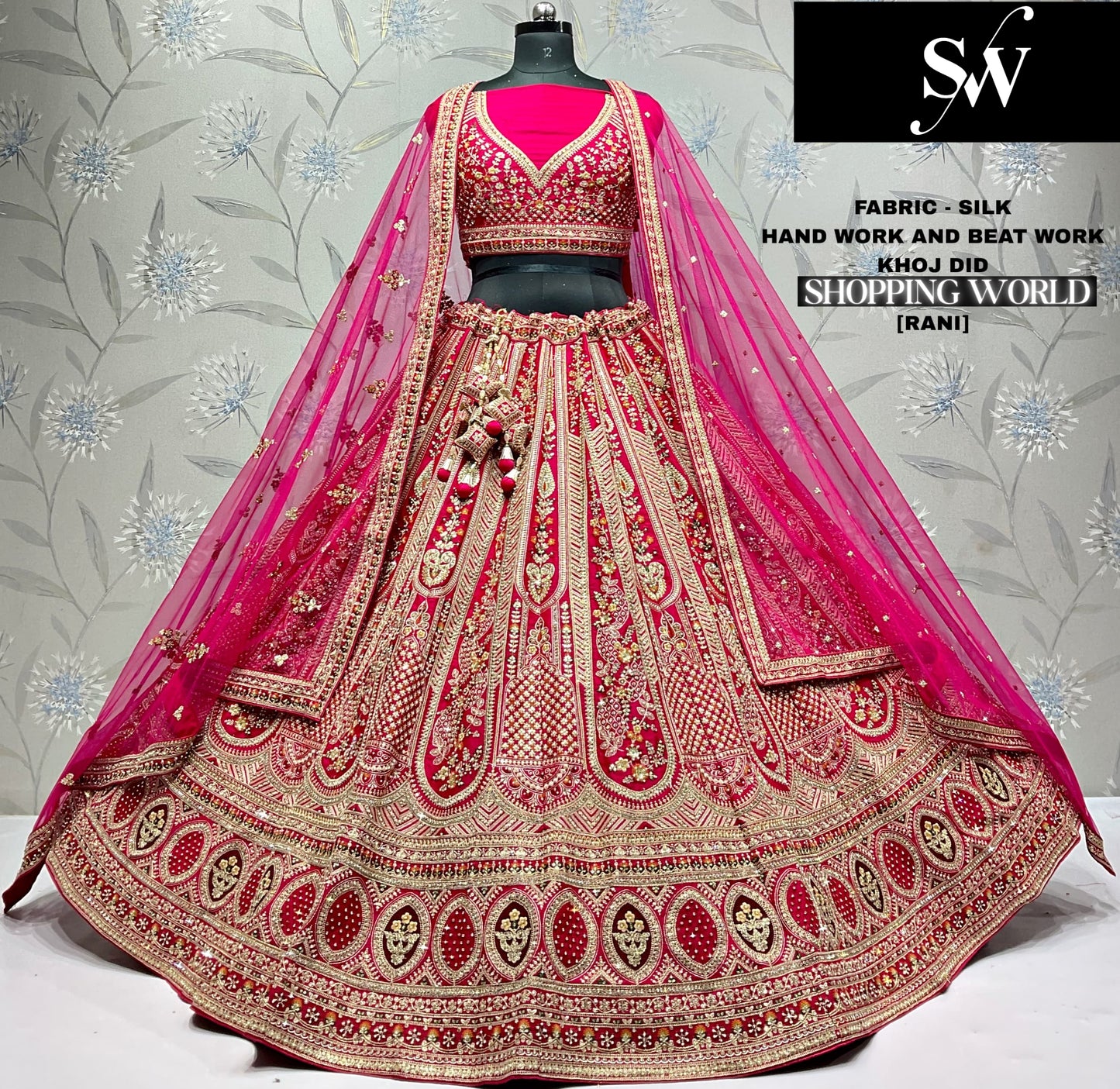 Astonishing Chiku golden Velvet Silk peacock Double Duptta Bridal Lehenga