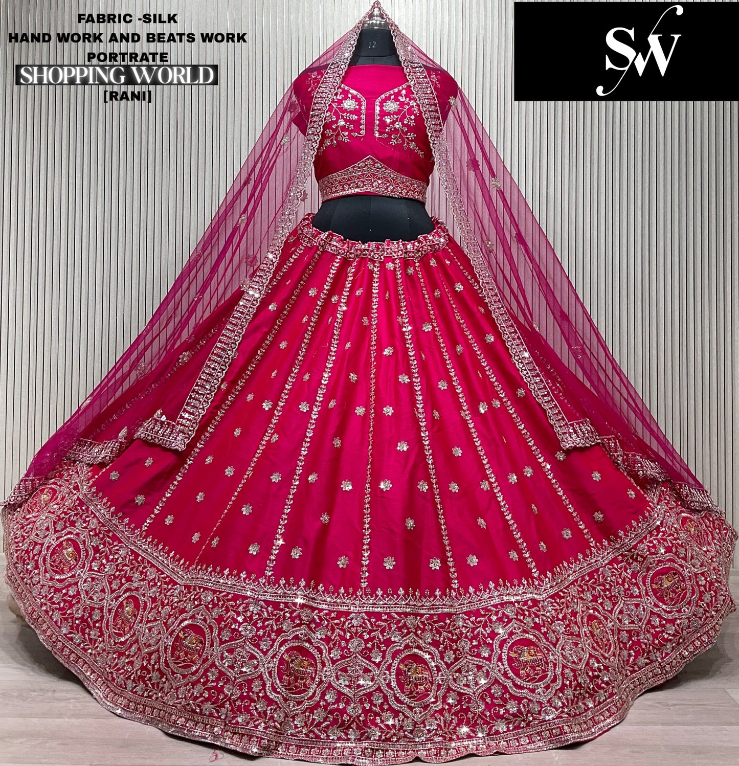 Good looking Red Silk Double Duptta Bridal Lehenga