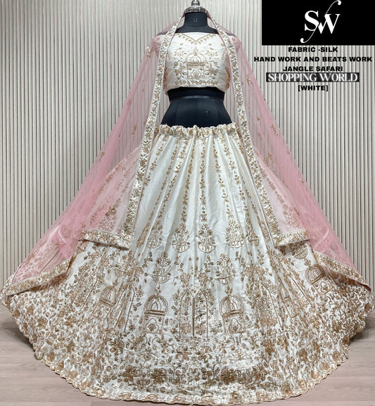 Lovely White Silk Double Duptta Bridal Lehenga