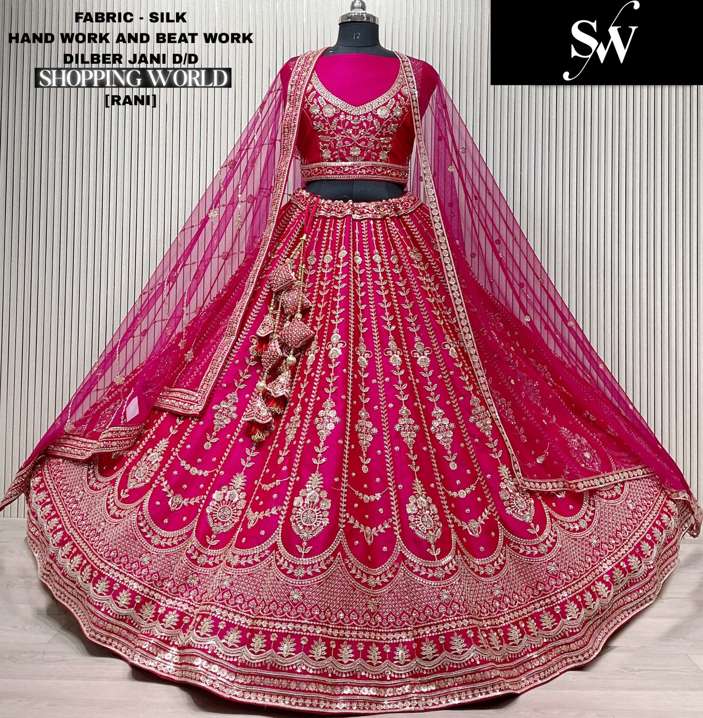 Gorgeous Red Silk peacock Double Duptta Bridal Lehenga