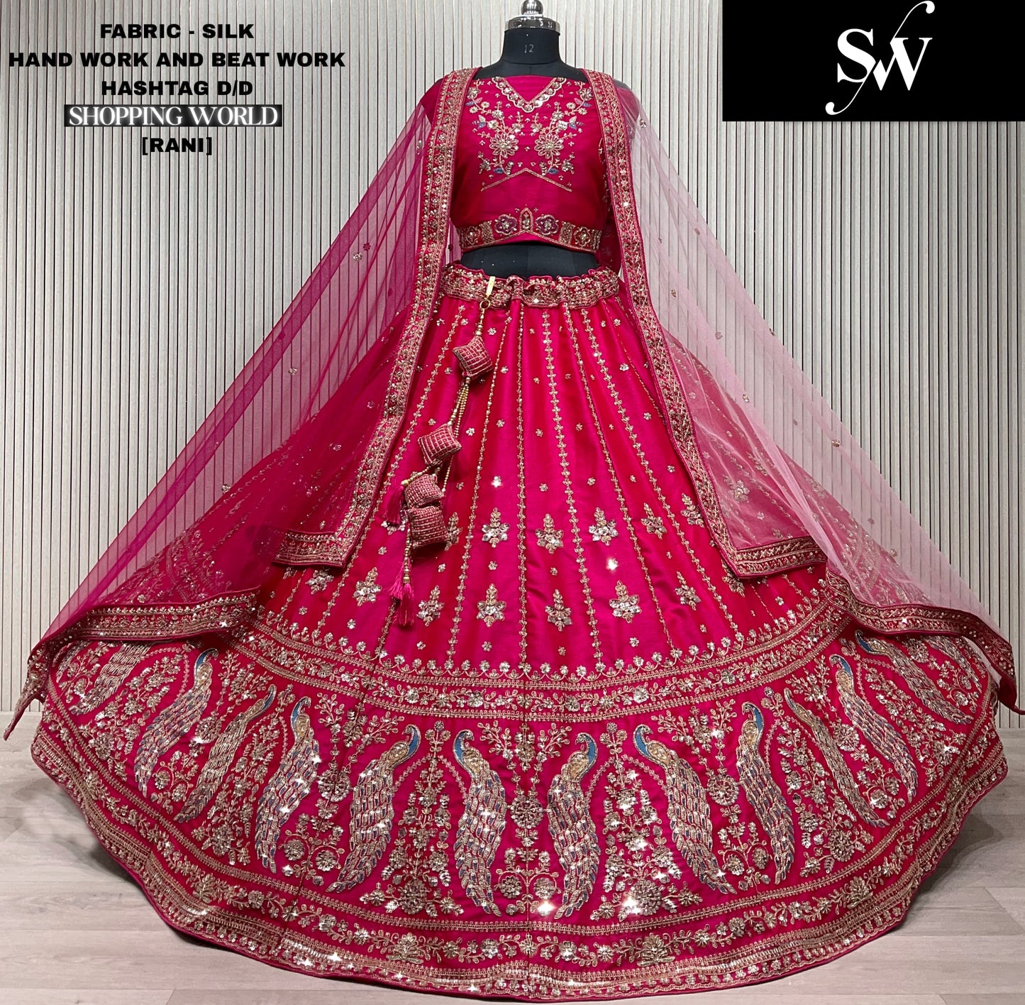 Engaging white peacock Silk Double Duptta Bridal Lehenga