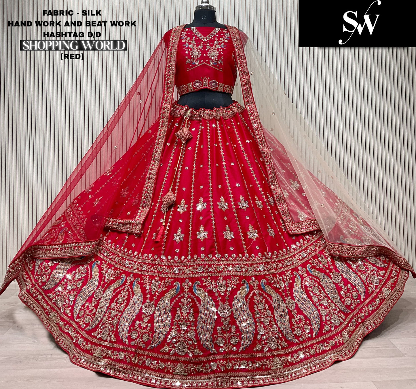 Awesome Rani pink peacock Silk Double Duptta Bridal Lehenga