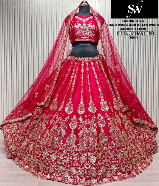 Delightful red Silk Bridal Lehenga