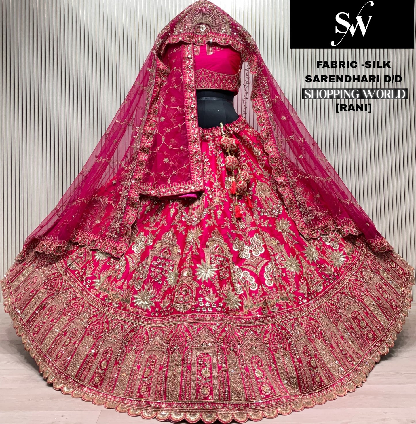 Delightful red tail Double duptta Silk bridal Lehenga