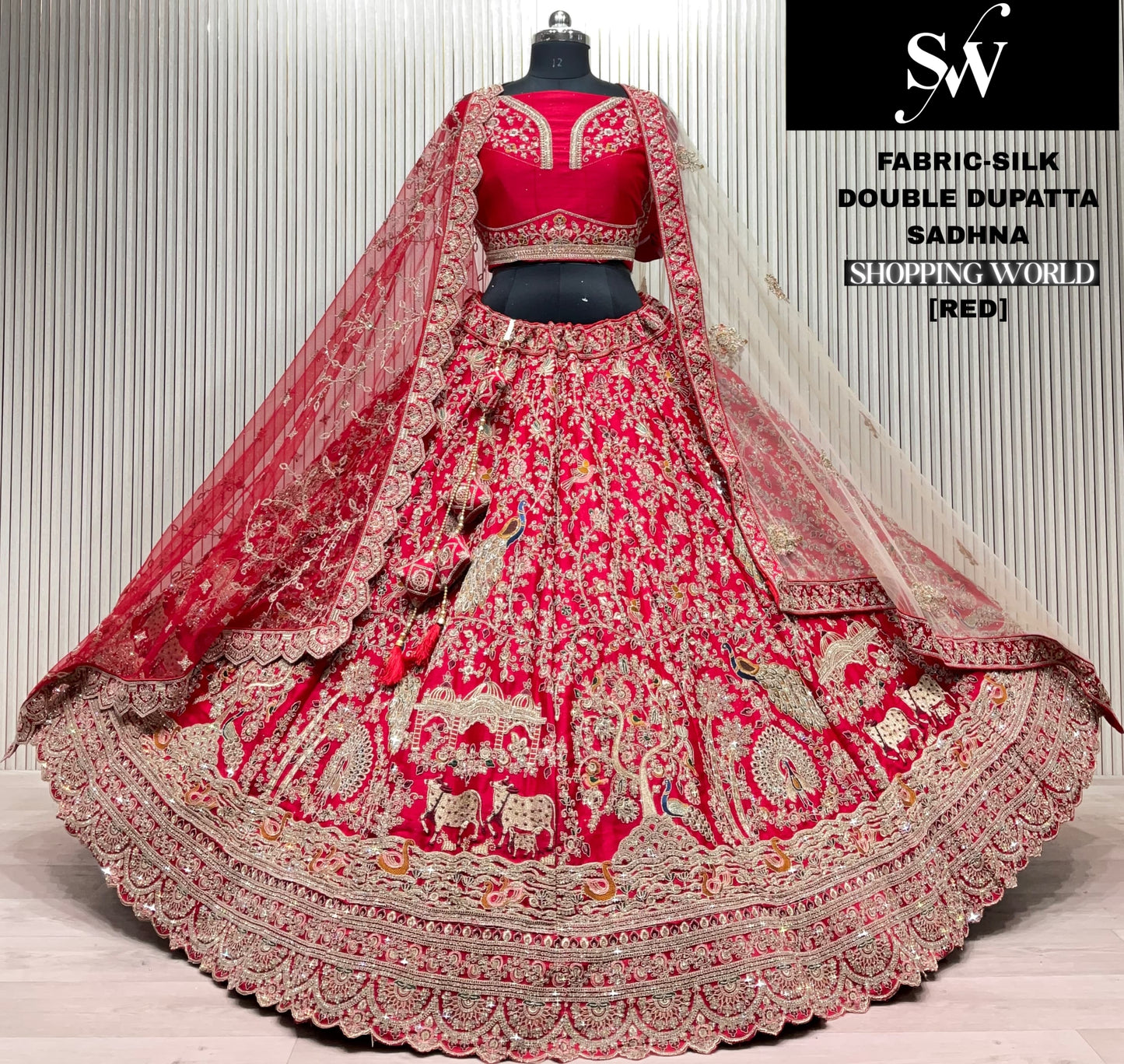Beautiful Rani pink Silk peacock Bridal Lehenga