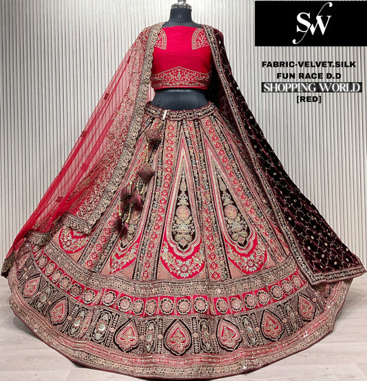 Majestic red Silk Bridal Lehenga