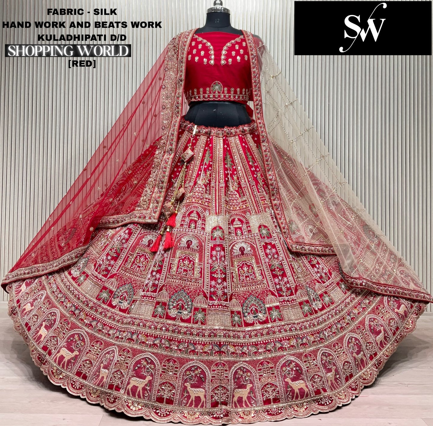 Attractive Rani pink Silk peacock Bridal Lehenga