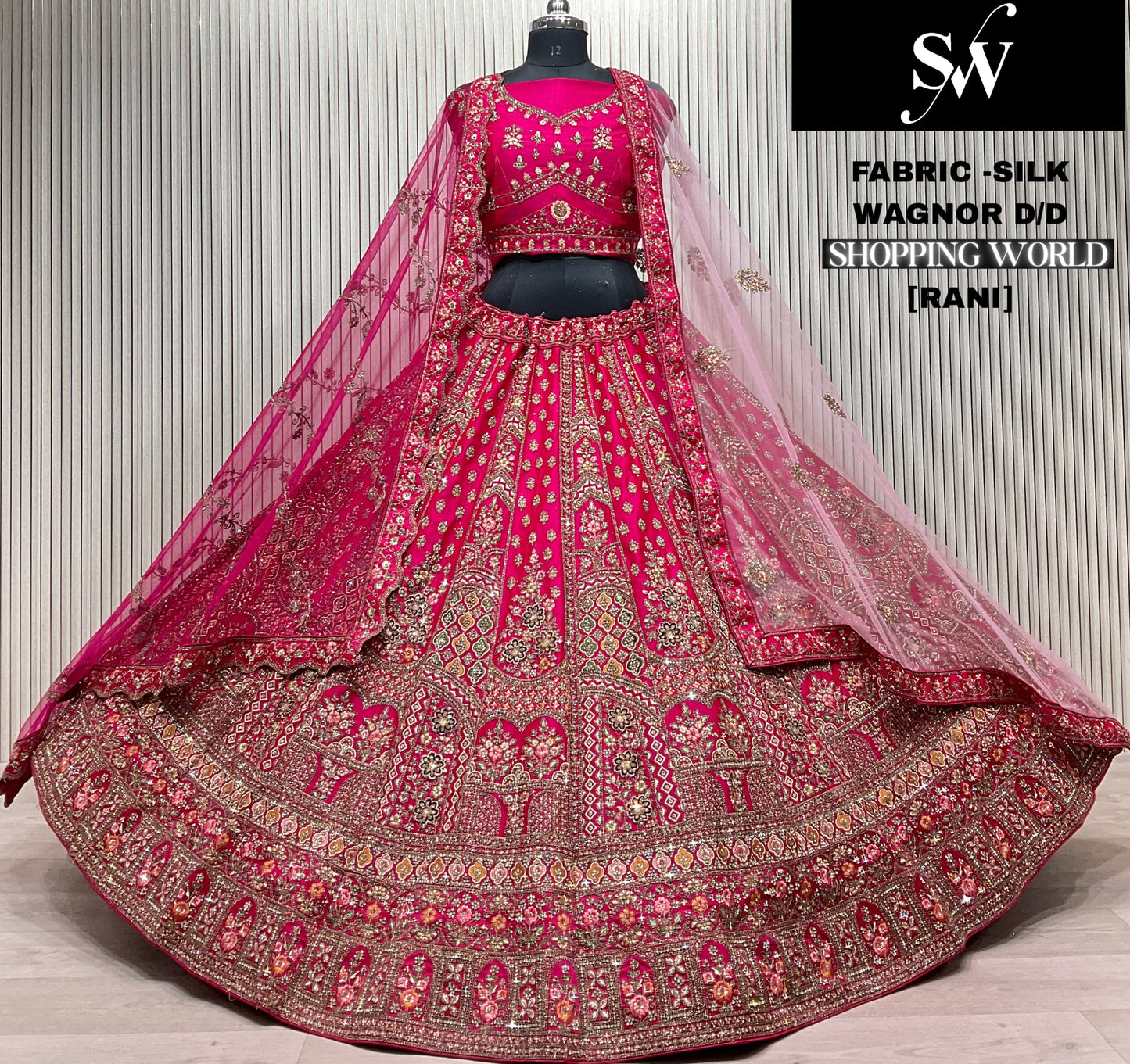 Something different Red Double Duptta Silk Bridal Lehenga
