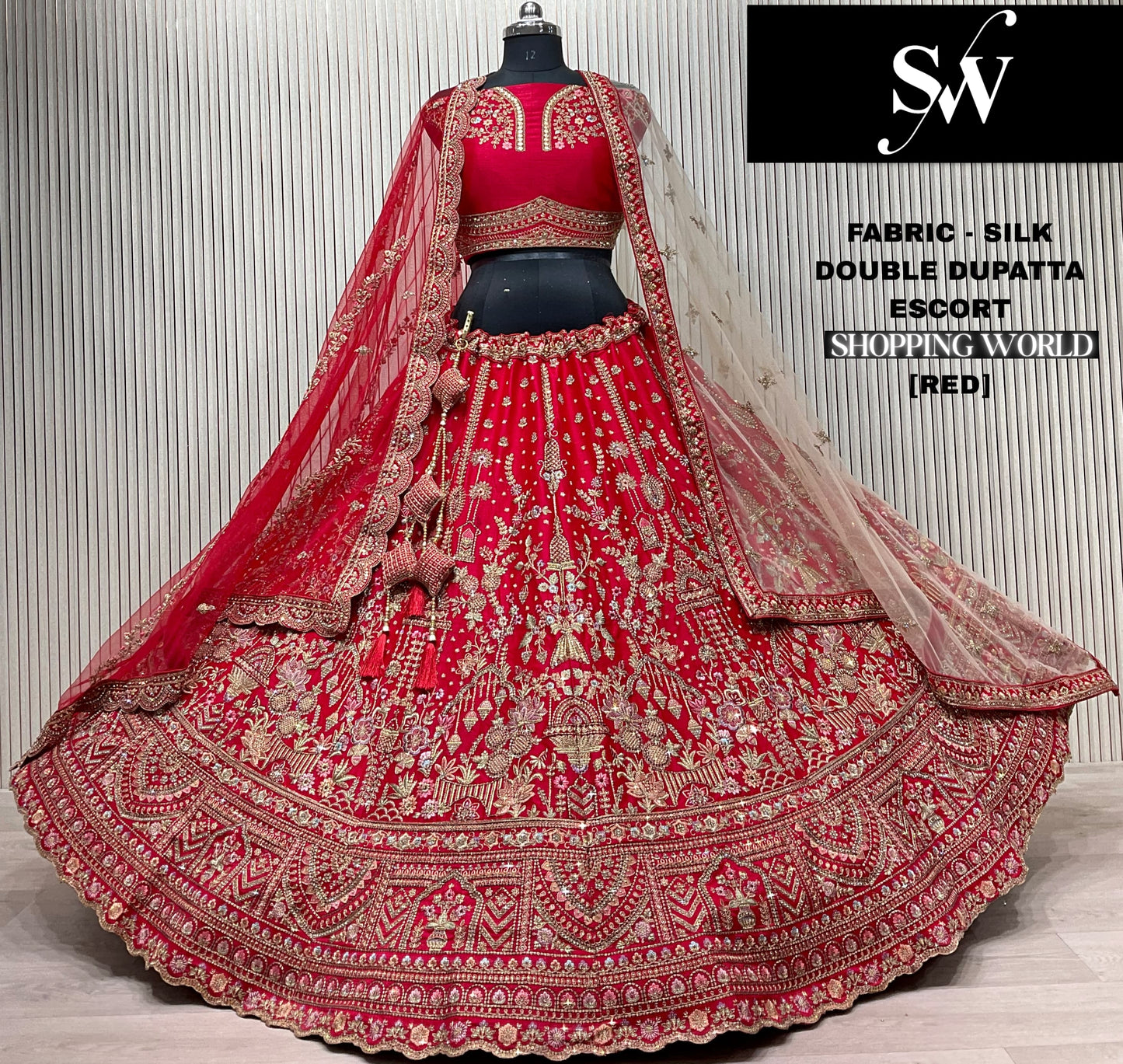 Good looking Rani pink Silk Double Duptta Bridal Lehenga
