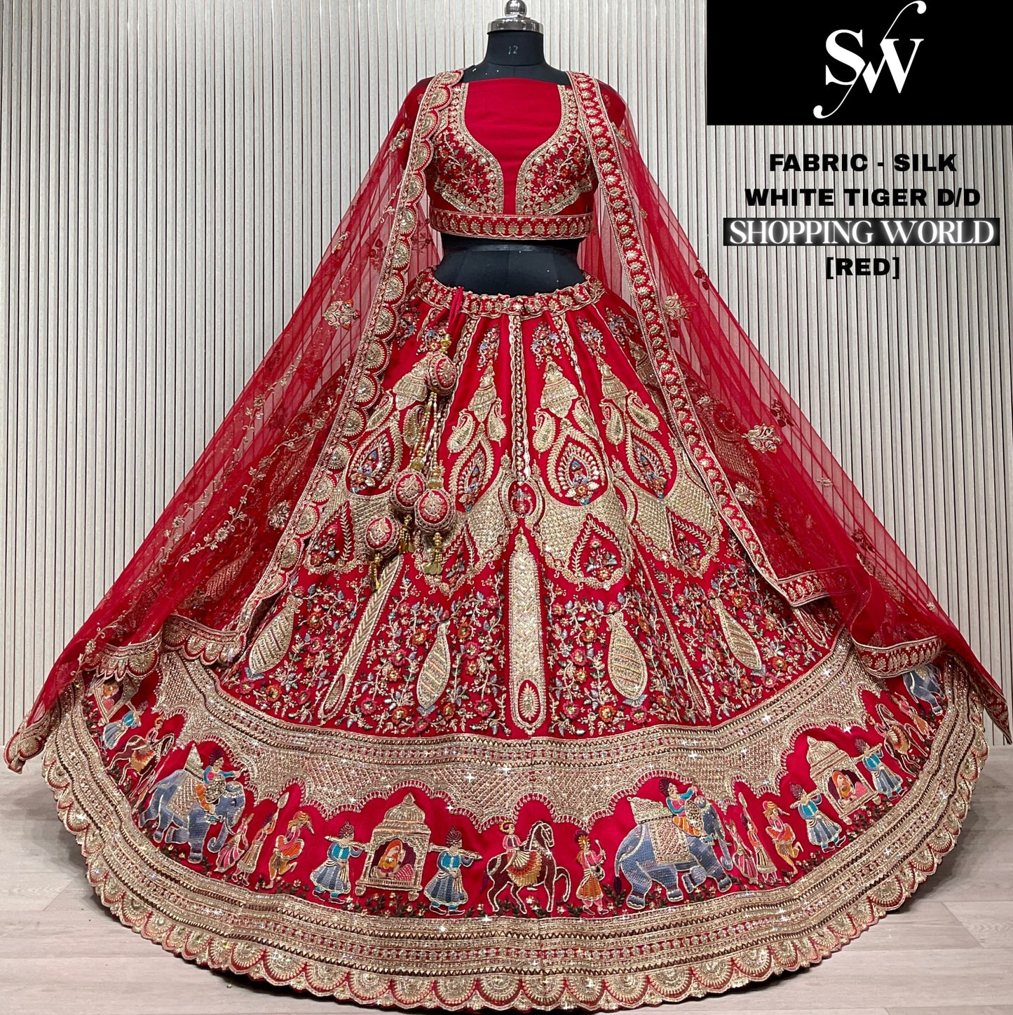 Glamorous Rani pink Double Dupatta Silk Bridal Lehenga