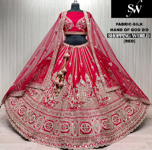 Lovely Red Silk peacock Lehenga