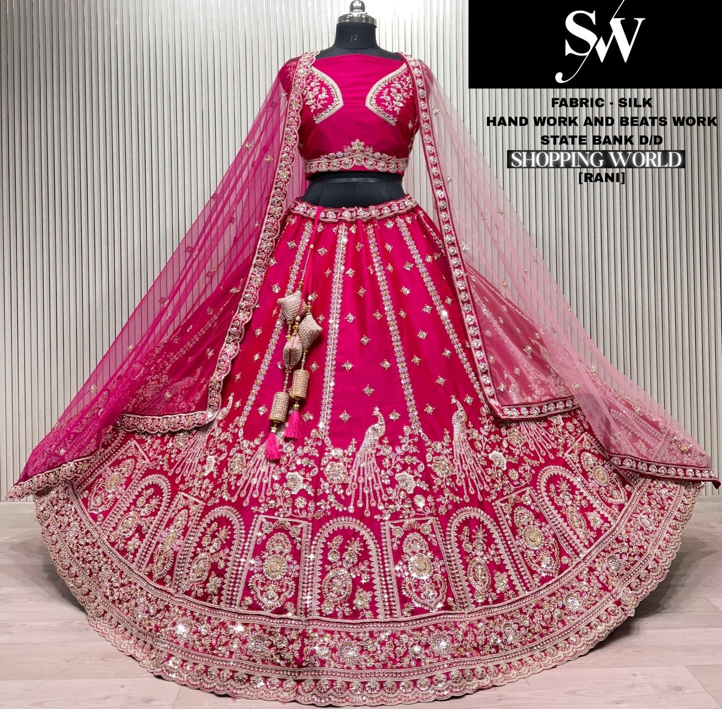 Stunning Red Silk Double Duptta Bridal Lehenga
