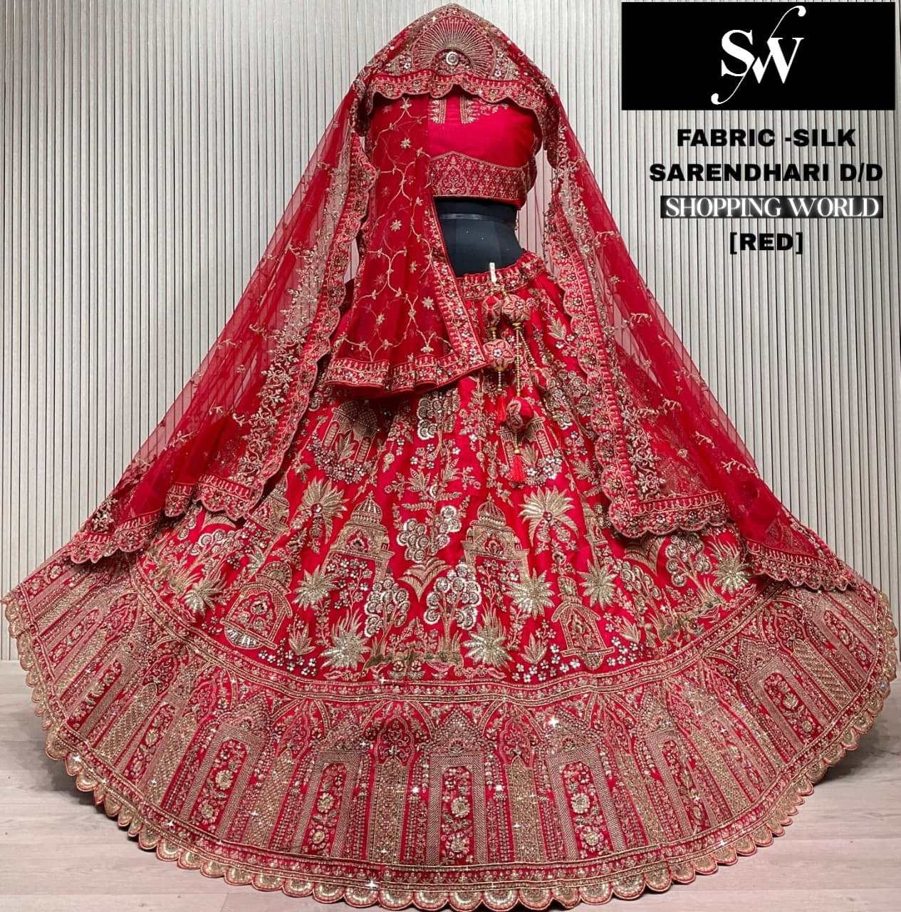 Attractive Rani pink Silk Double Duptta Tail Bridal Lehenga