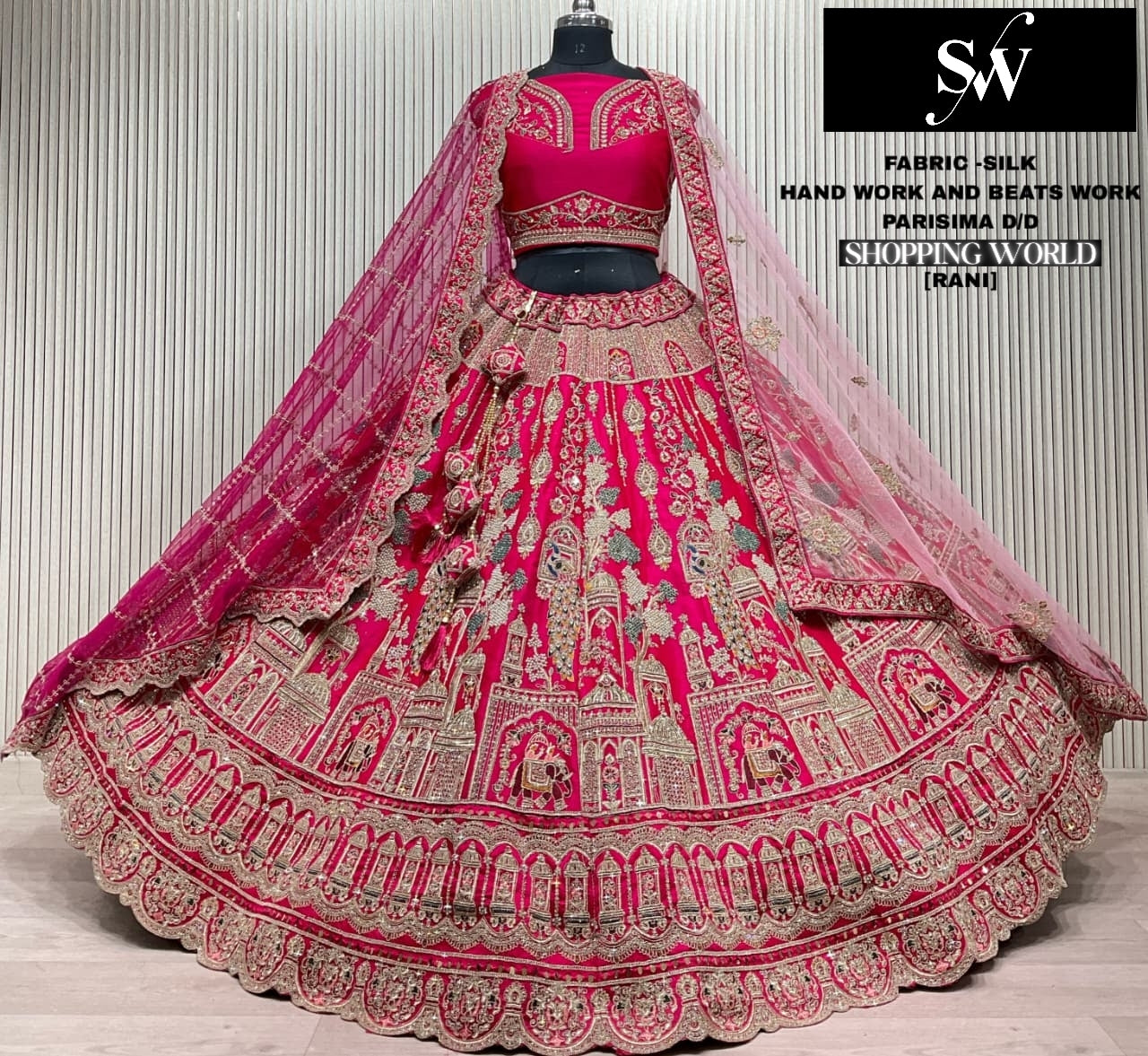 Glamorous red Silk Double Duptta Bridal Lehenga