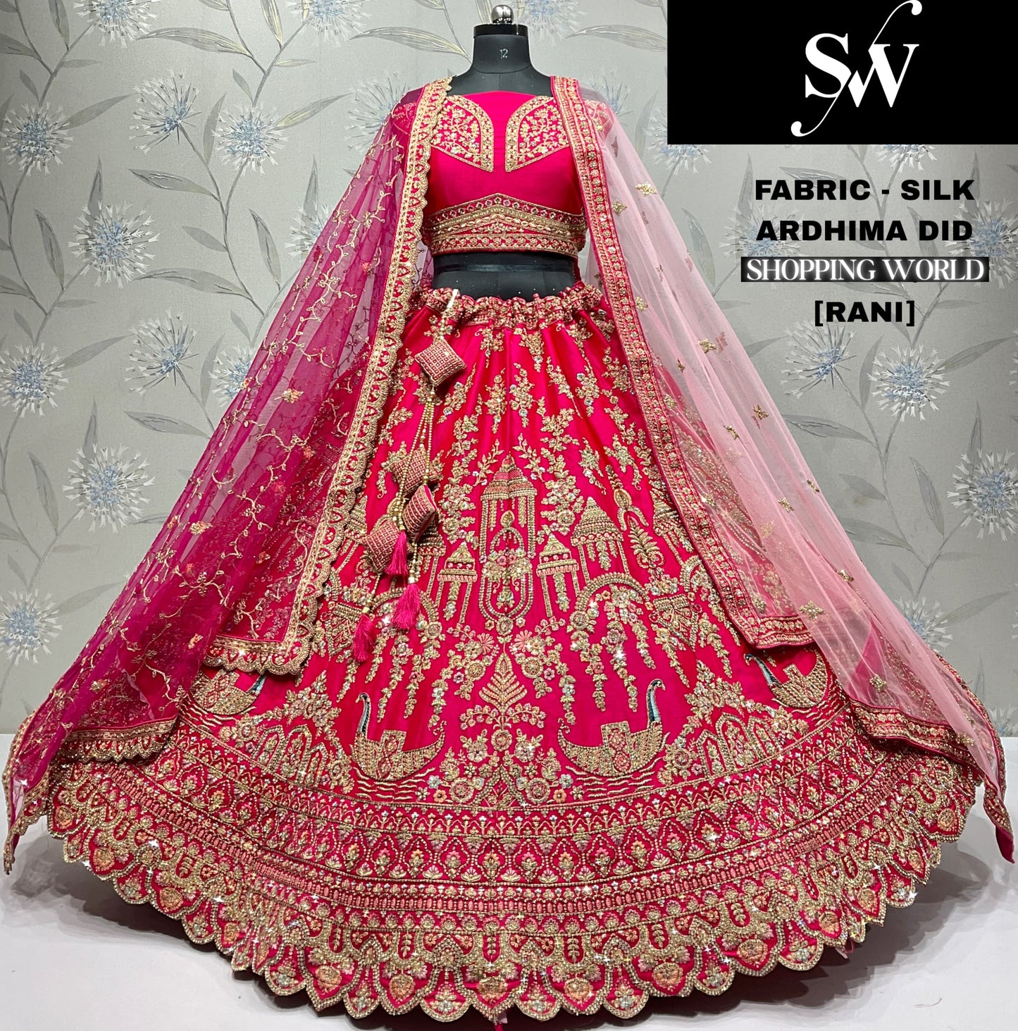 Elegant Red Silk Double Duptta Bridal Lehenga