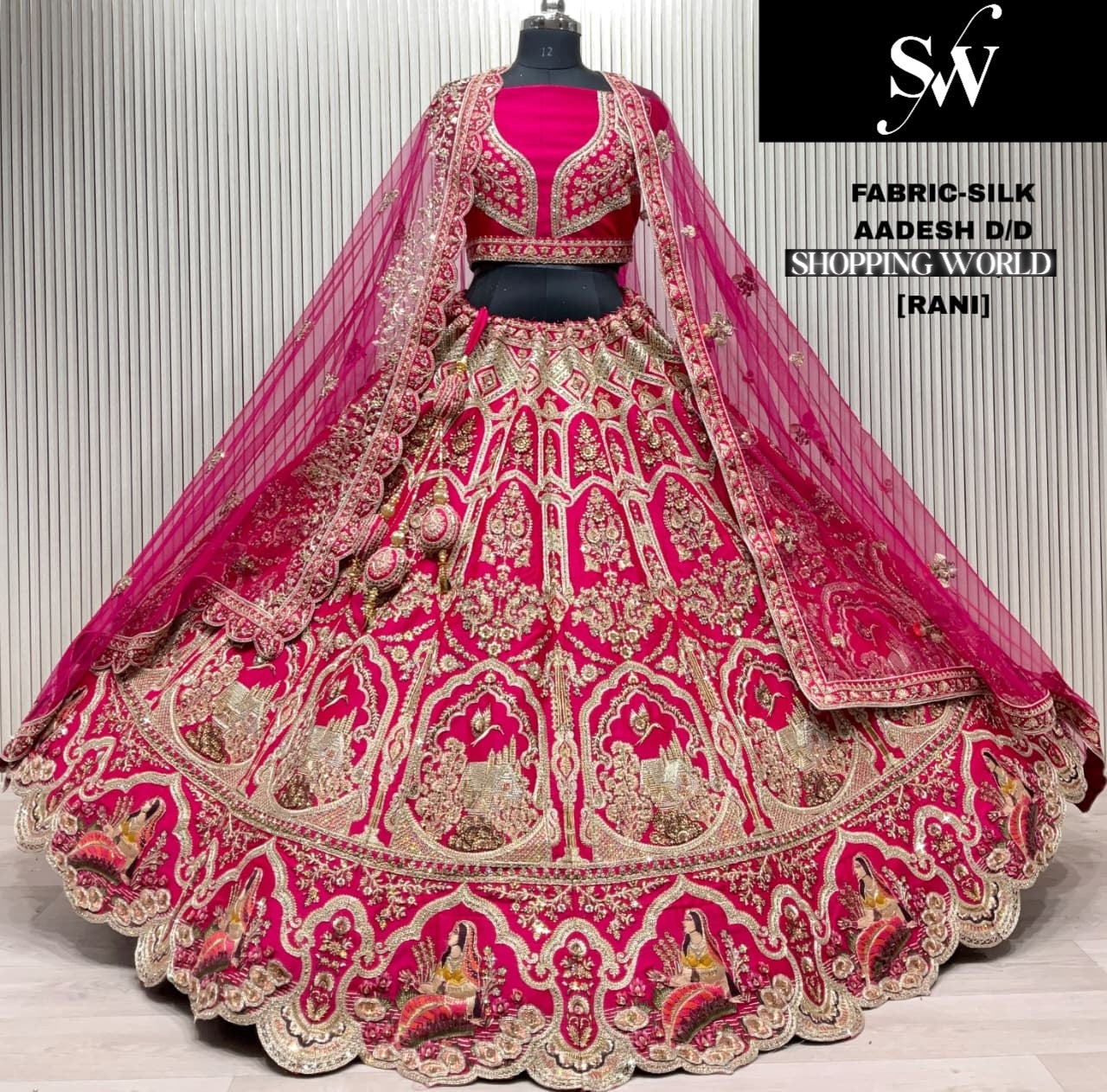 Pretty red Silk Double Duptta Bridal Lehenga