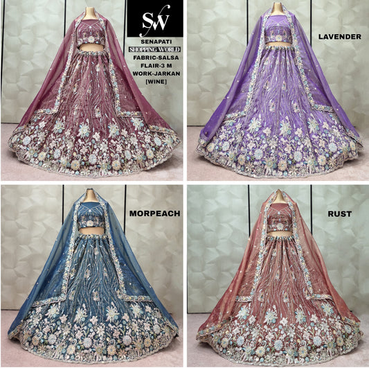 Awesome Lavender pink Morpeach Rust Lehenga