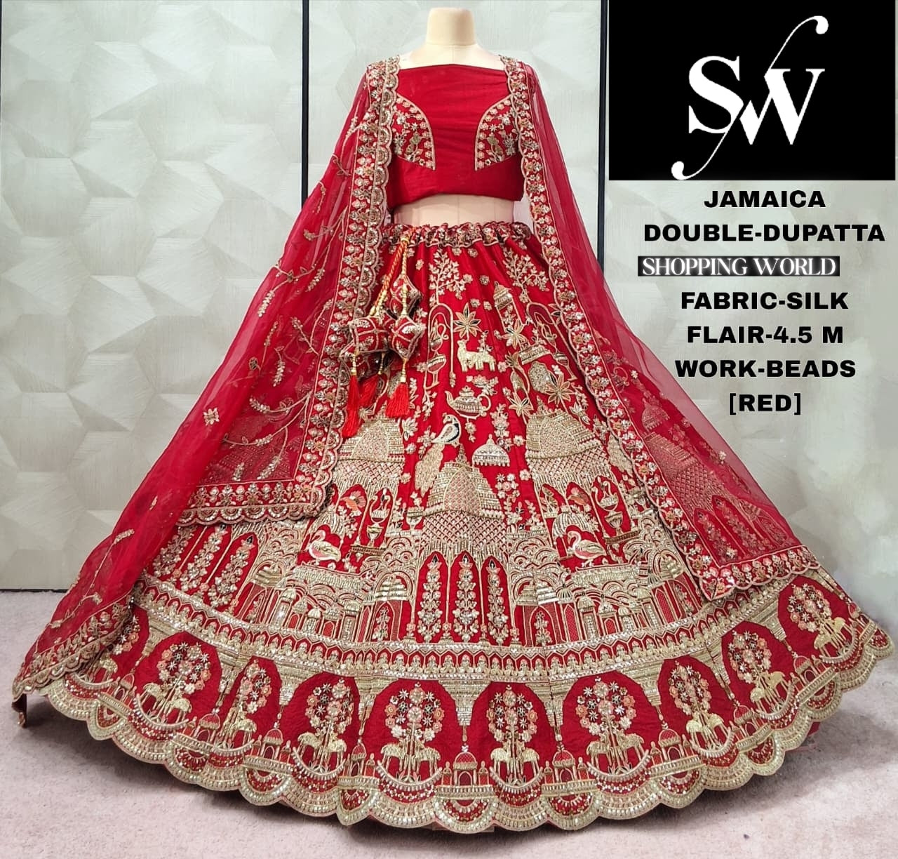 Astonishing Rani pink peacock Double Duptta Silk Bridal Lehenga