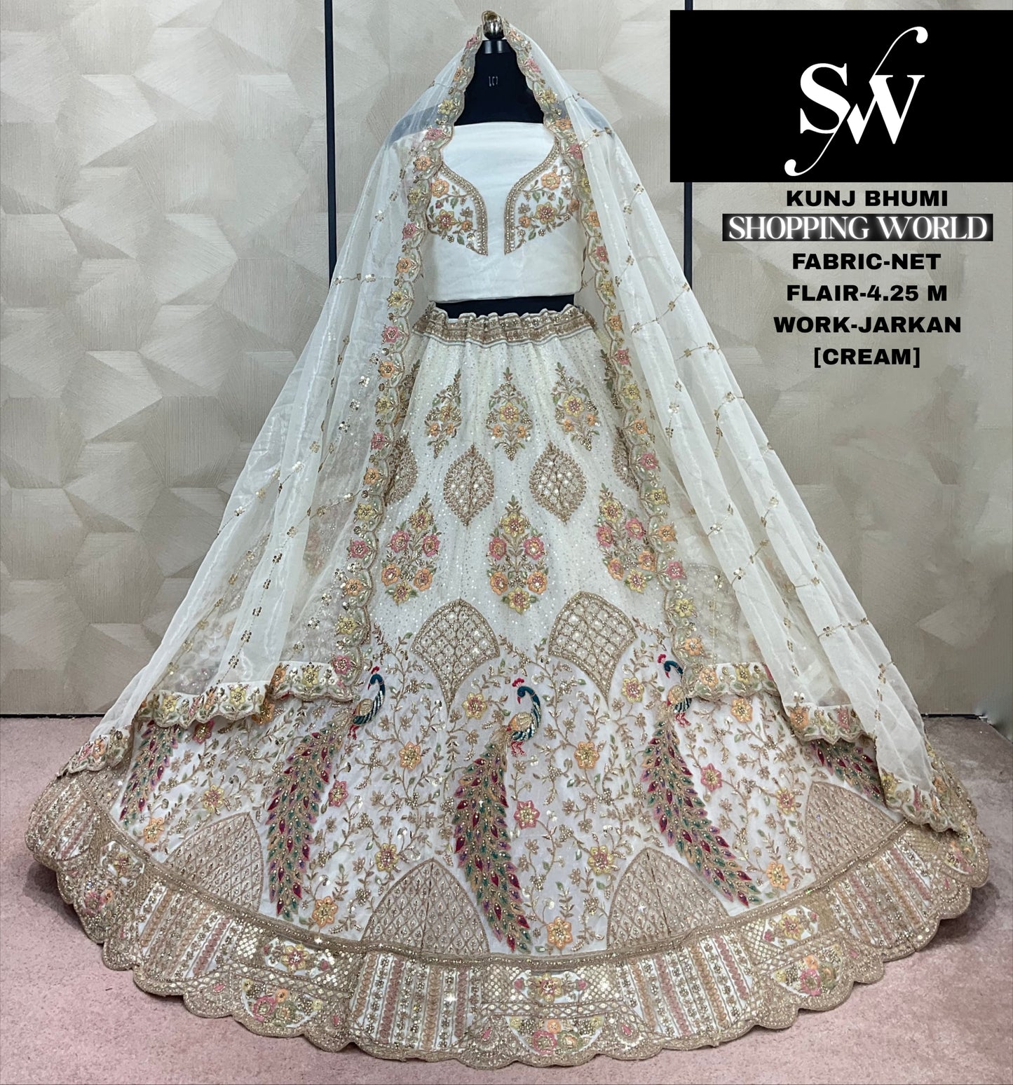 Khoobsurat Lavender purple peacock Net Lehenga