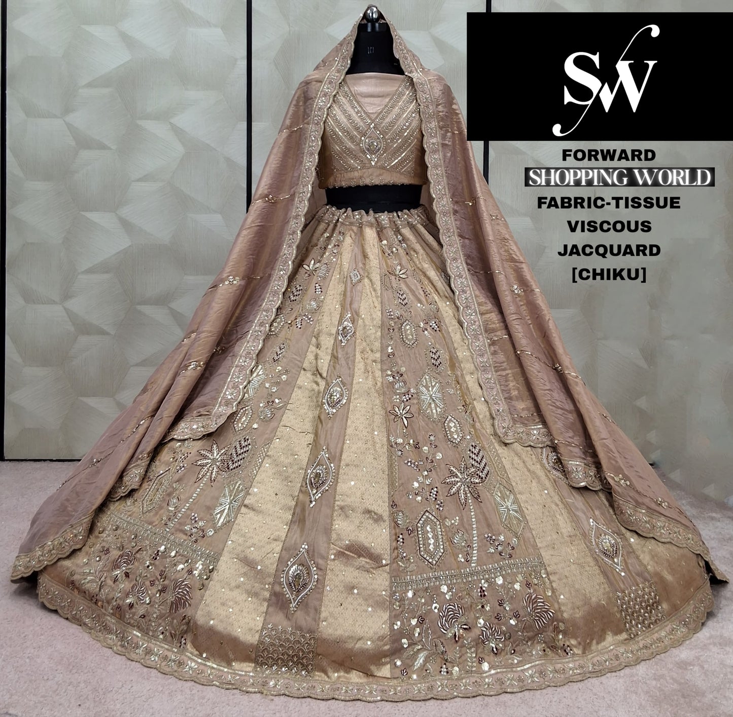 Pleasing Lavender Tissue Viscous Jacquard Lehenga