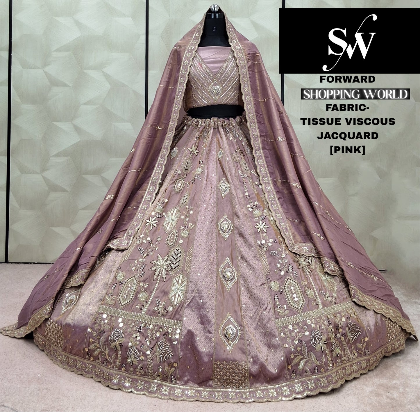 Charming Sky blue Tissue Viscous Jacquard Lehenga