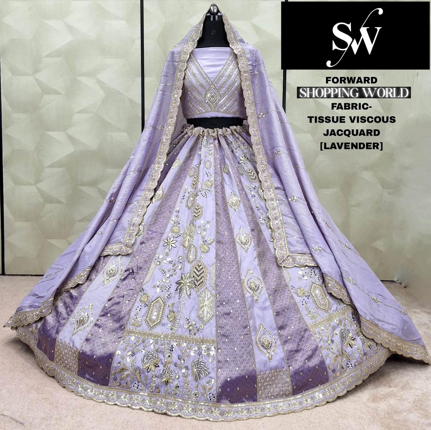 Majestic pink Tissue Viscous Jacquard Lehenga