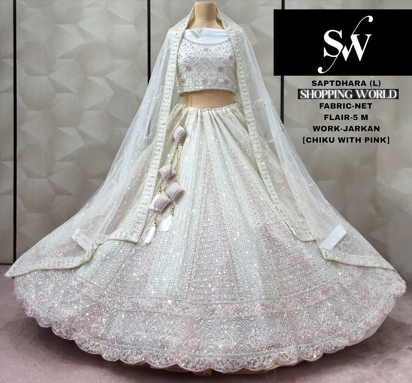 Engaging white Chiku purple Net Lehenga