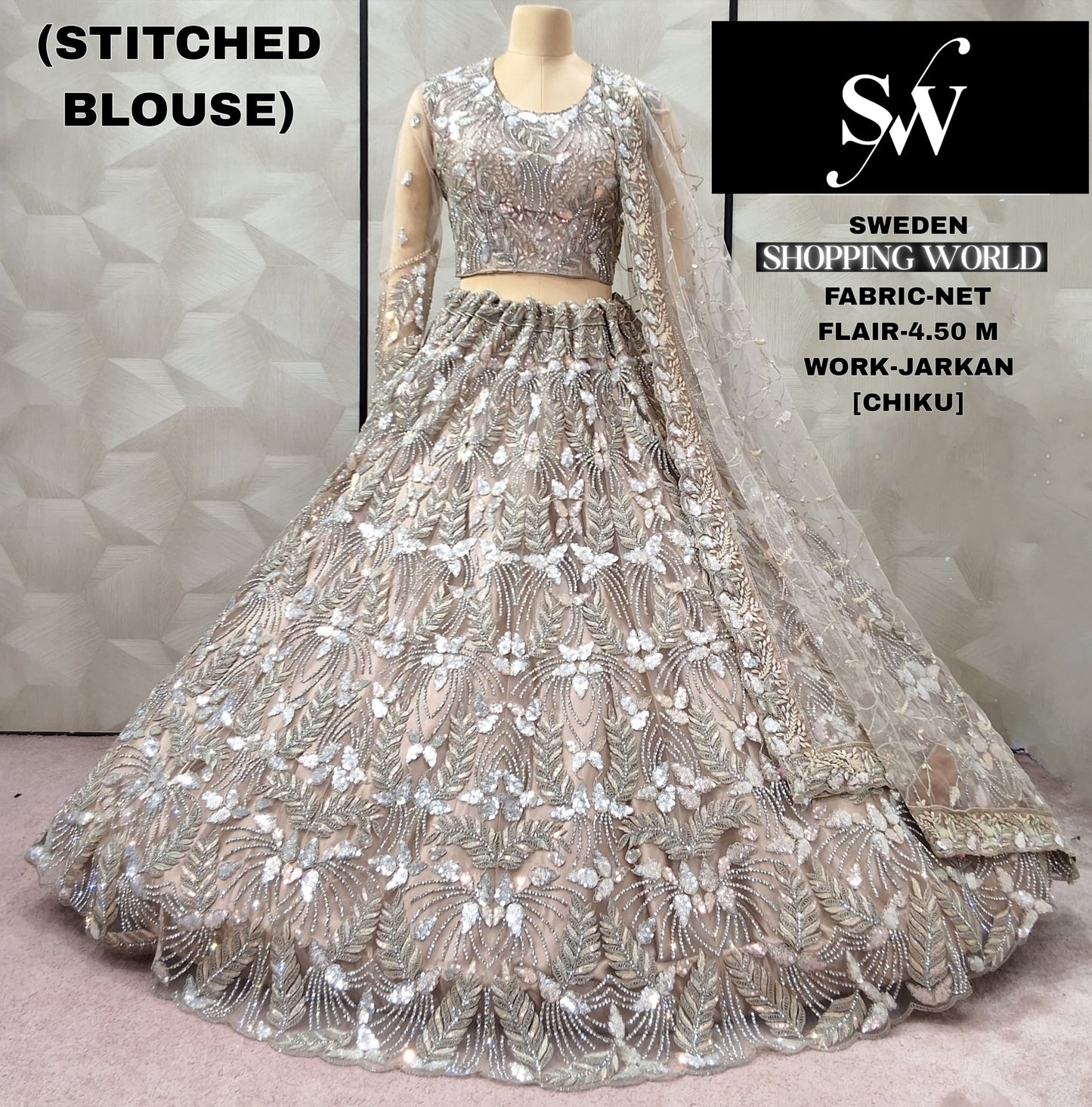 Khoobsurat pink Net Crop Top Lehenga