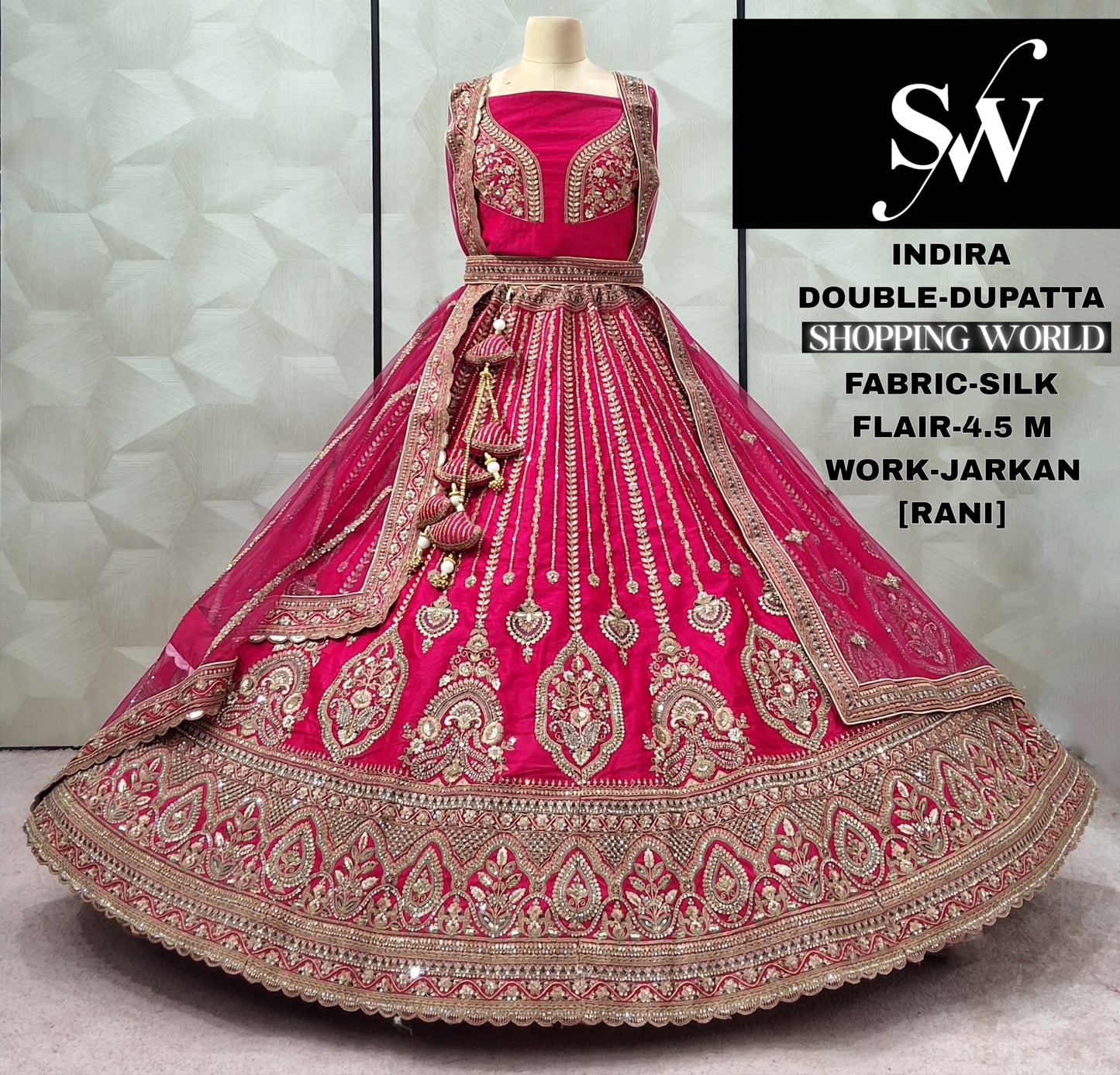 Glamorous Rust orange Silk Double Duptta Bridal Lehenga