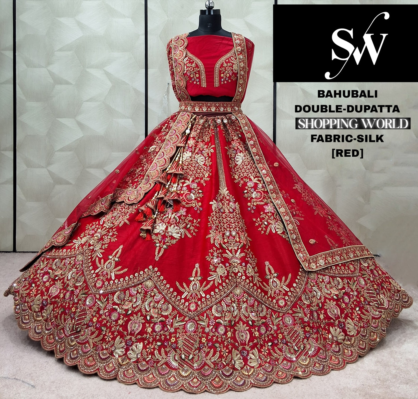 Khoobsurat Rani pink Silk Double Duptta Bridal Lehenga