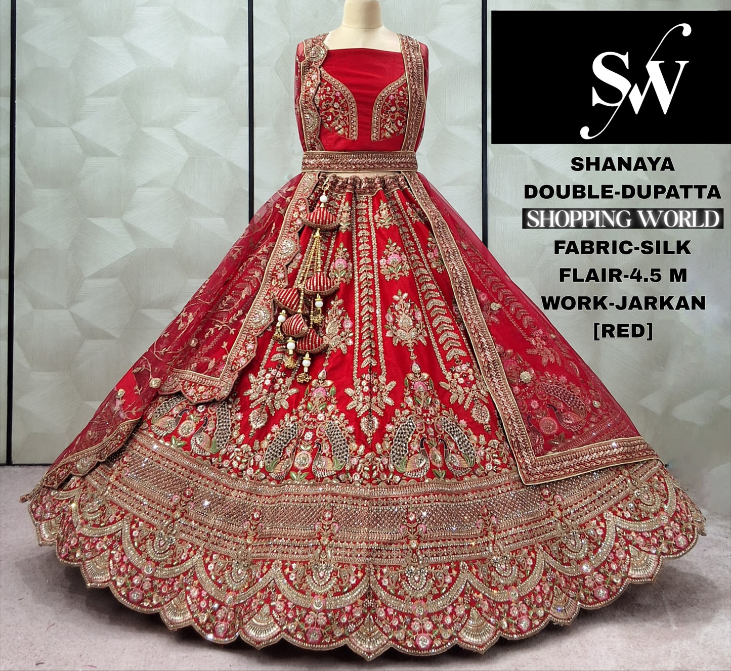 Lavishing Rani pink Double Duptta Silk peacock Bridal lehenga