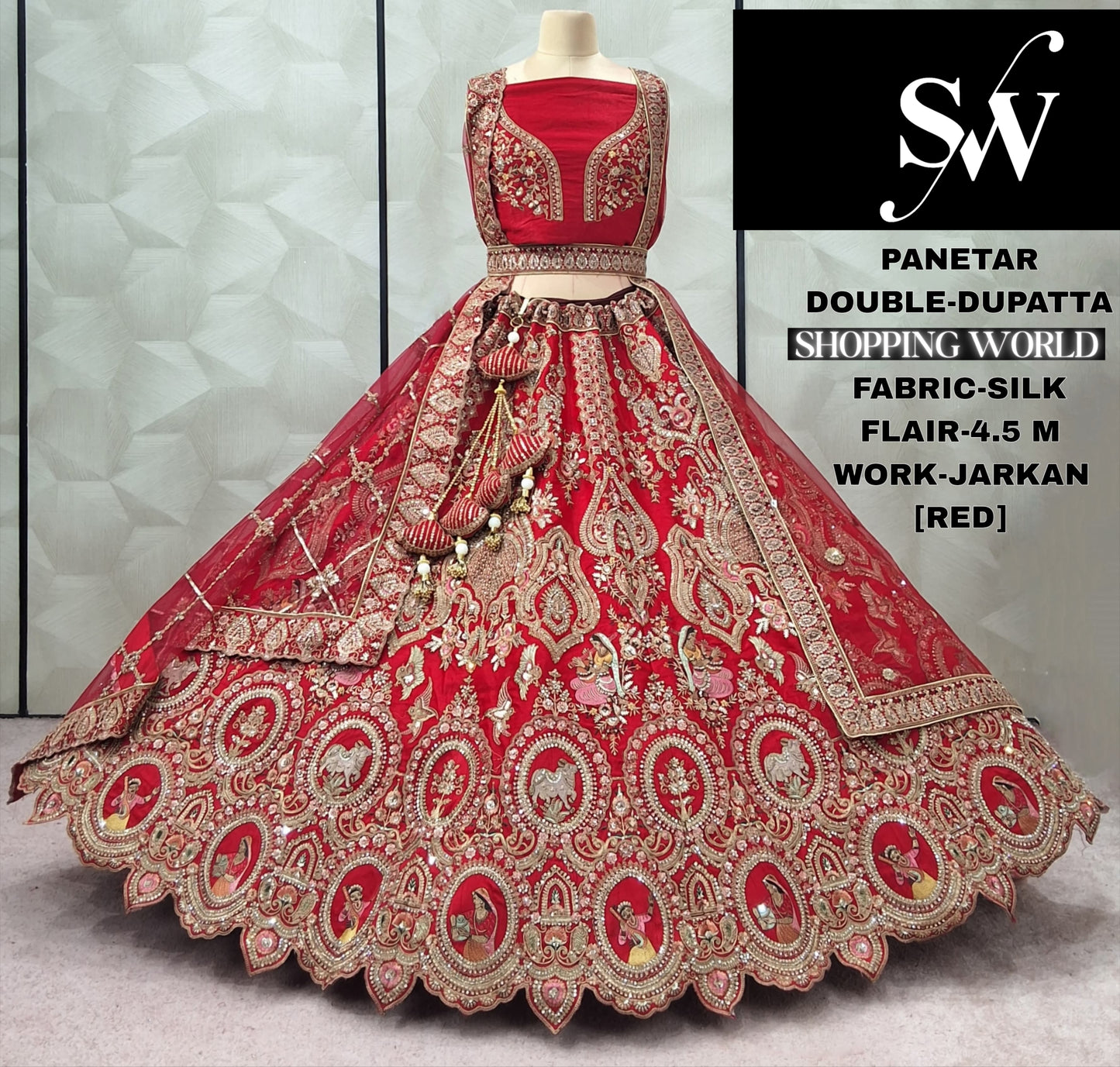 Gorgeous Rani pink Double Duptta Silk Bridal lehenga