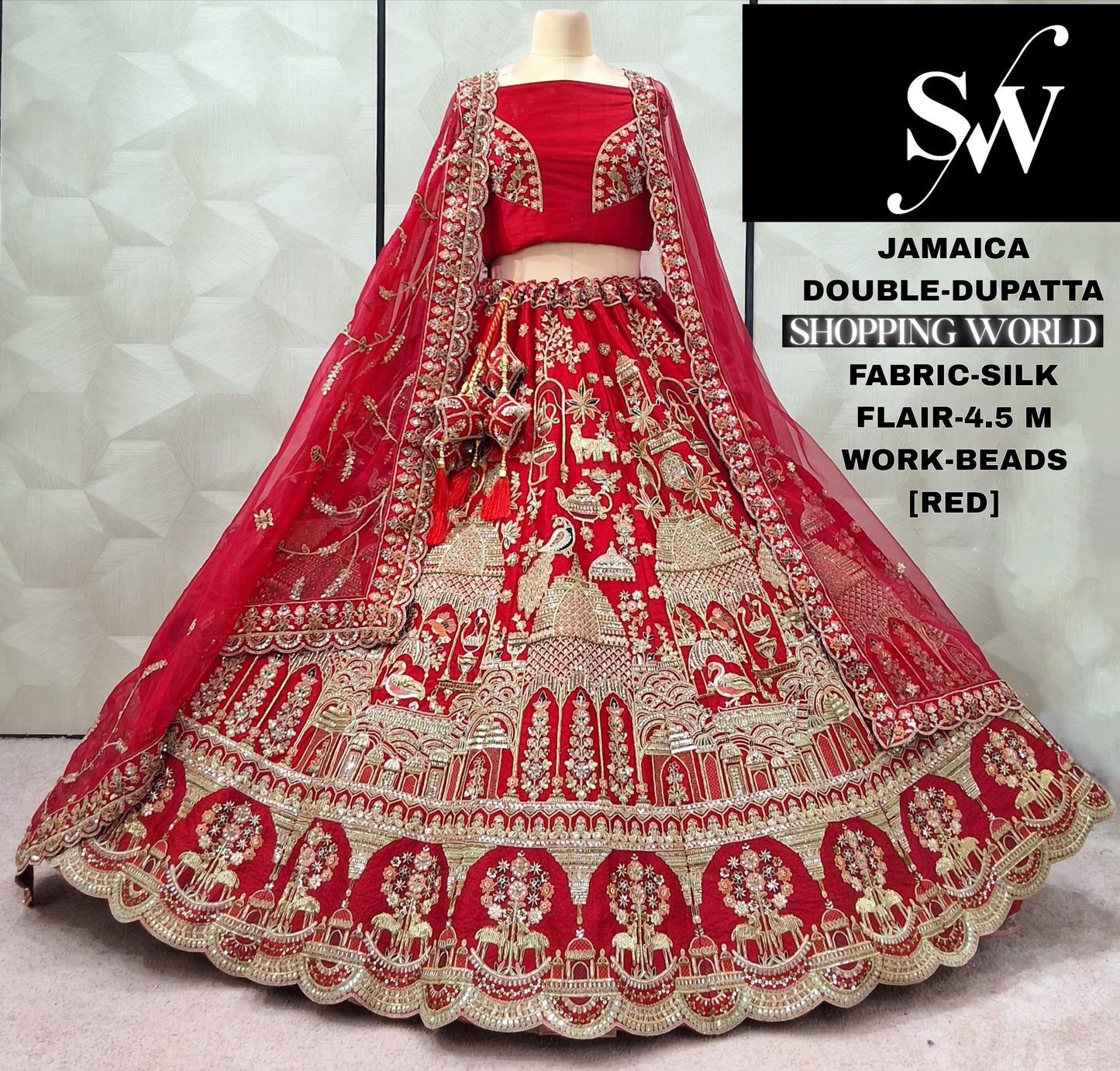 Gorgeous Rani pink Peacock Double Duptta Silk Bridal lehenga