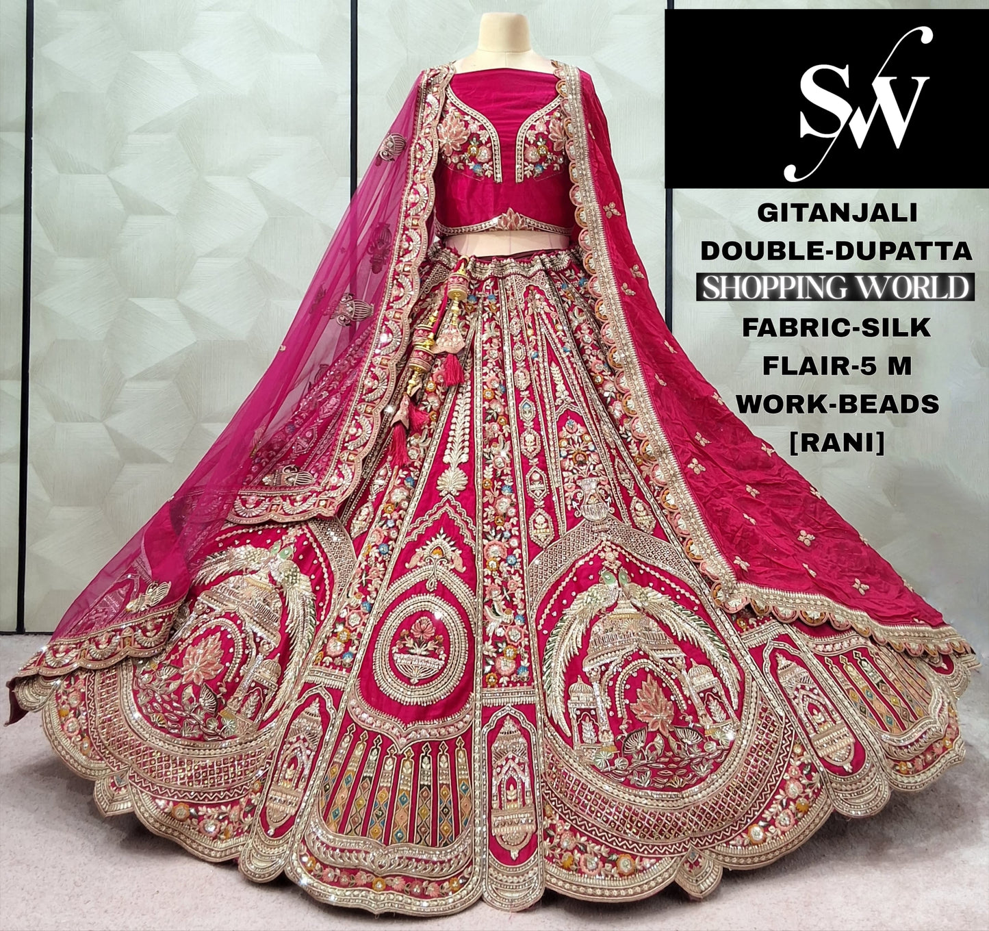 Fabulous Red Silk Double Duptta Bridal lehenga