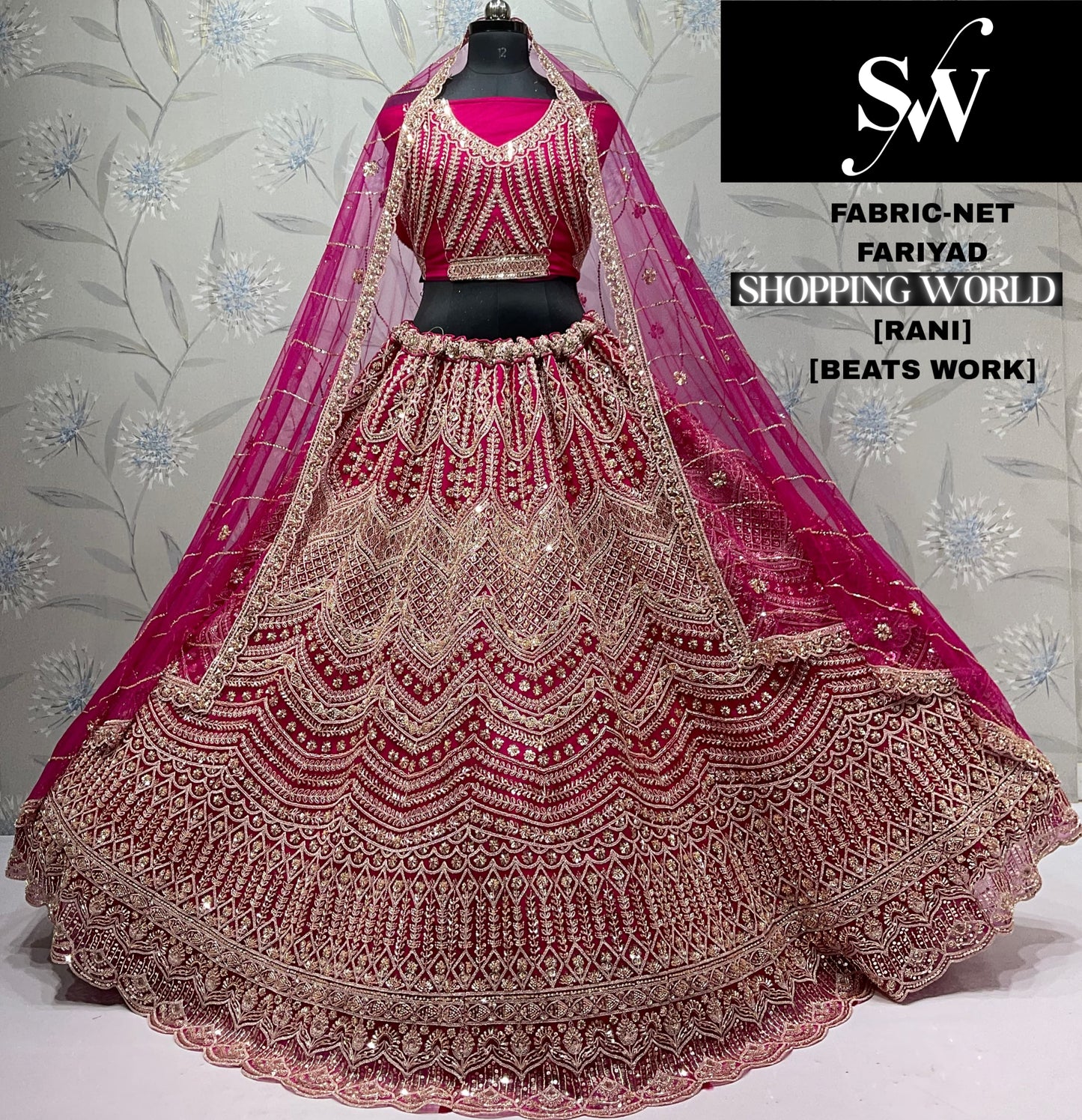Engaging Maroon Beats Work Net crop top Lehenga